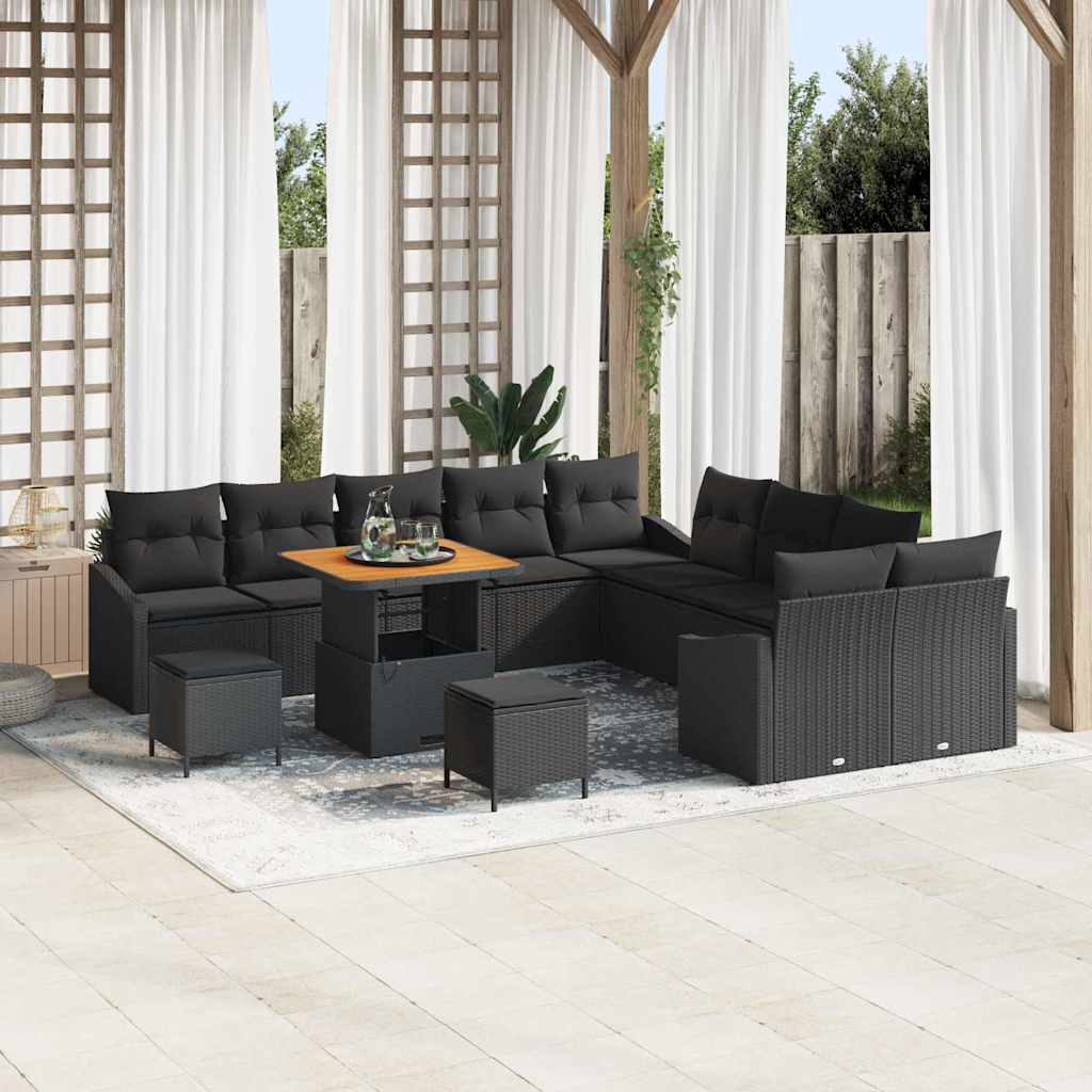 Garden Sofa Set with Cushion 13 pcs Black 100 x 100 x 71 cm