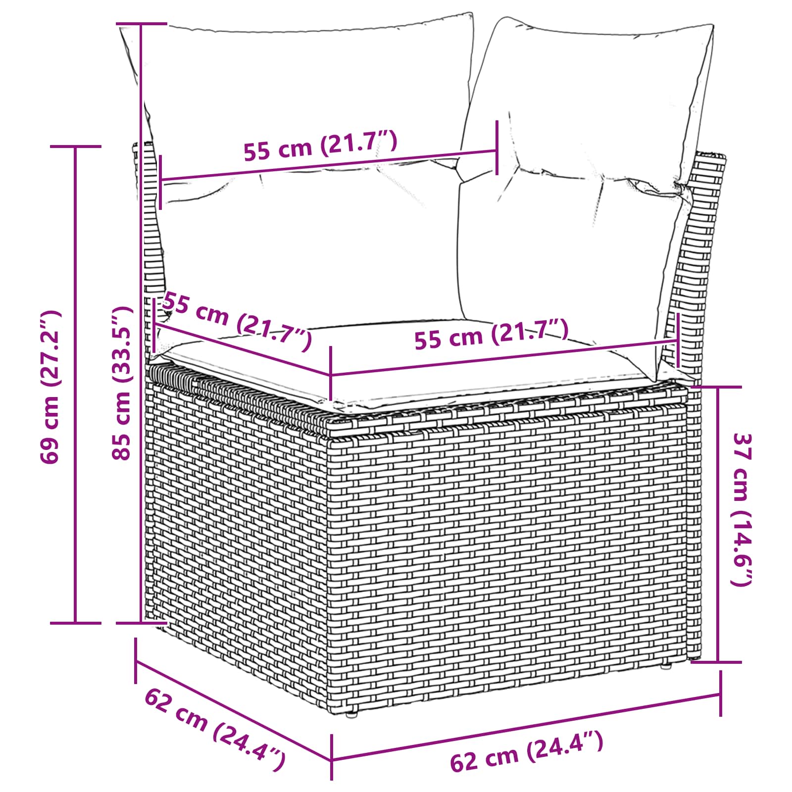 Garden Sofa Set 13 pcs 9-Seater Black Poly Rattan