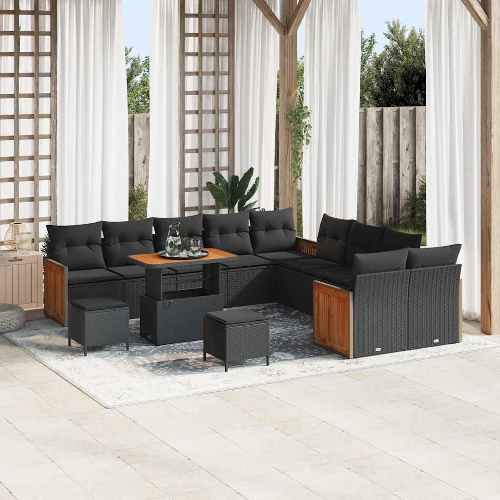 Garden Sofa Set 13 pcs Black Poly Rattan