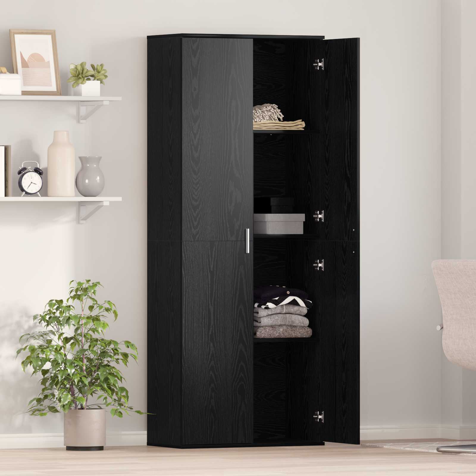 Highboard 70 x 33.5 x 180 cm Engineered Wood Black Oak