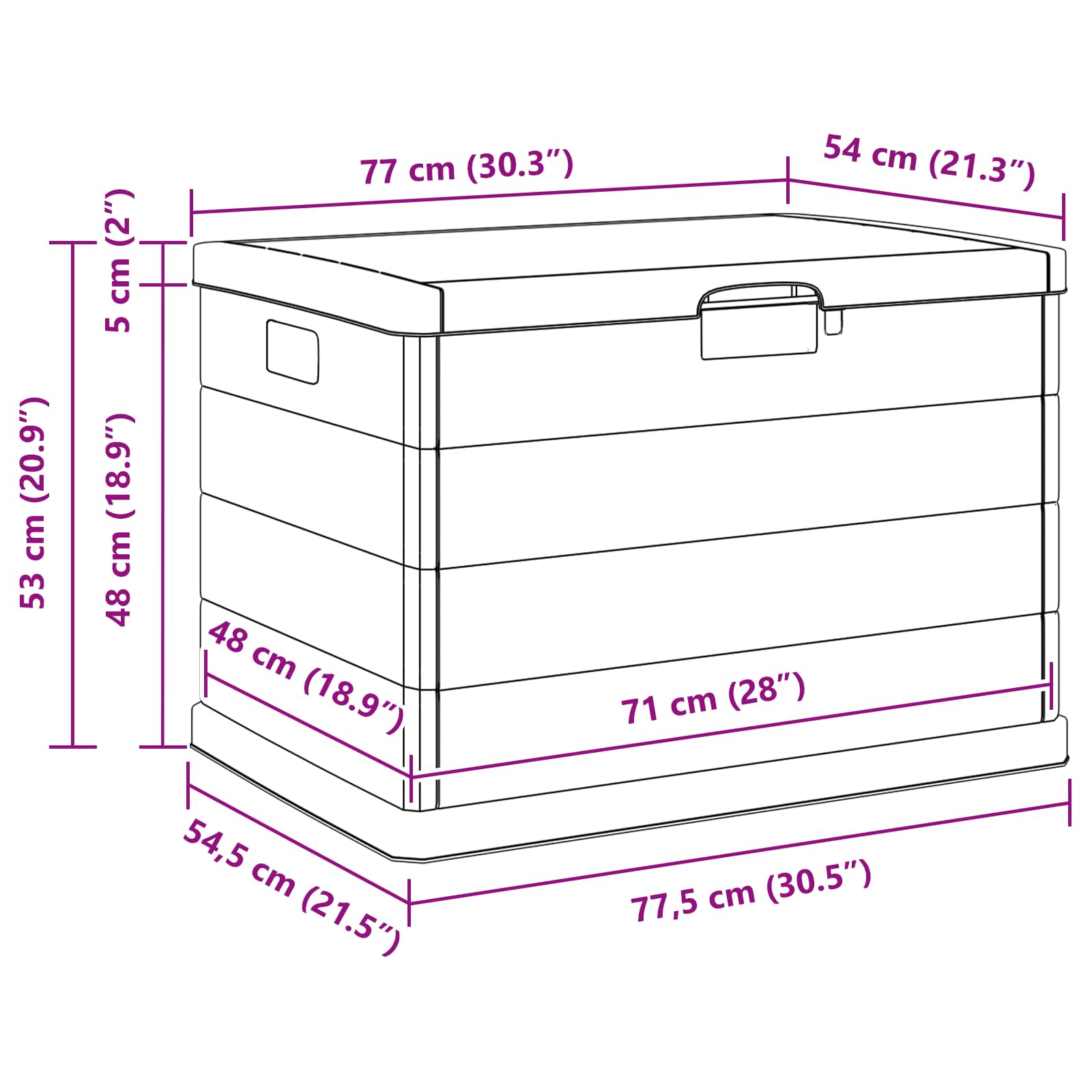 Garden Storage Box Anthracite 77,5 x 54,5 x 53 cm Plastic