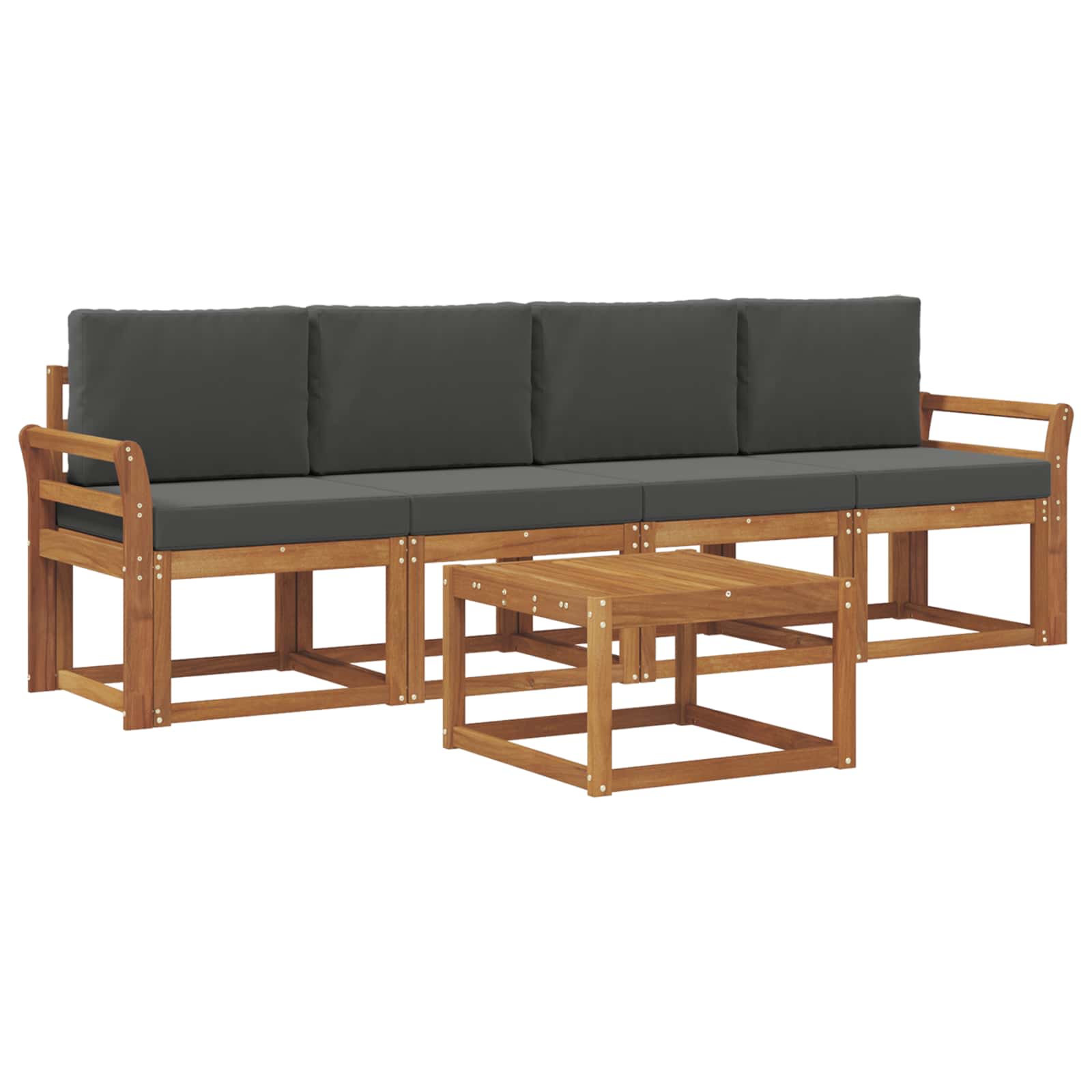 Outdoor Sofa Set with Cushion 5 pcs Natural and Anthracite