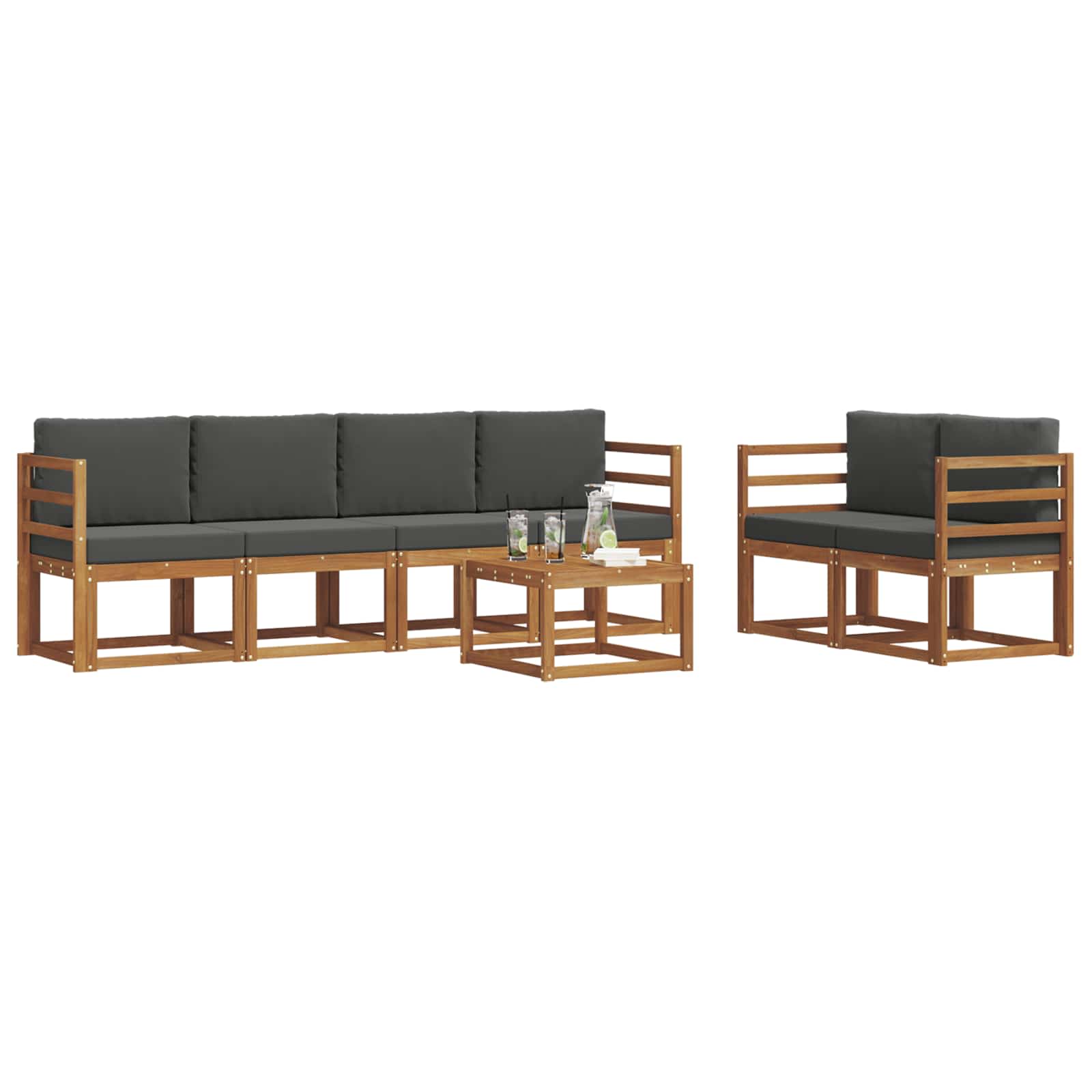 Outdoor Sofa Set with Cushion 7 pcs Natural and Anthracite