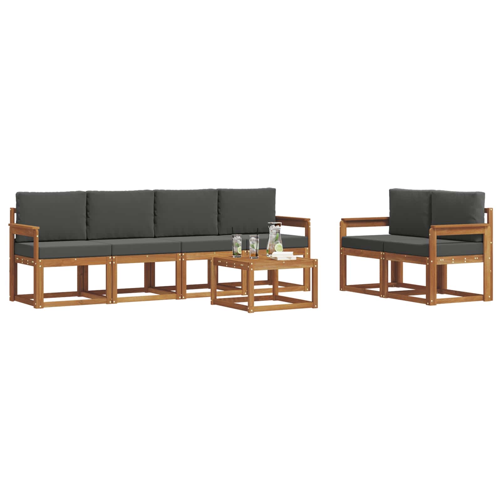 Outdoor Sofa Set with Cushion 7 pcs Natural and Anthracite