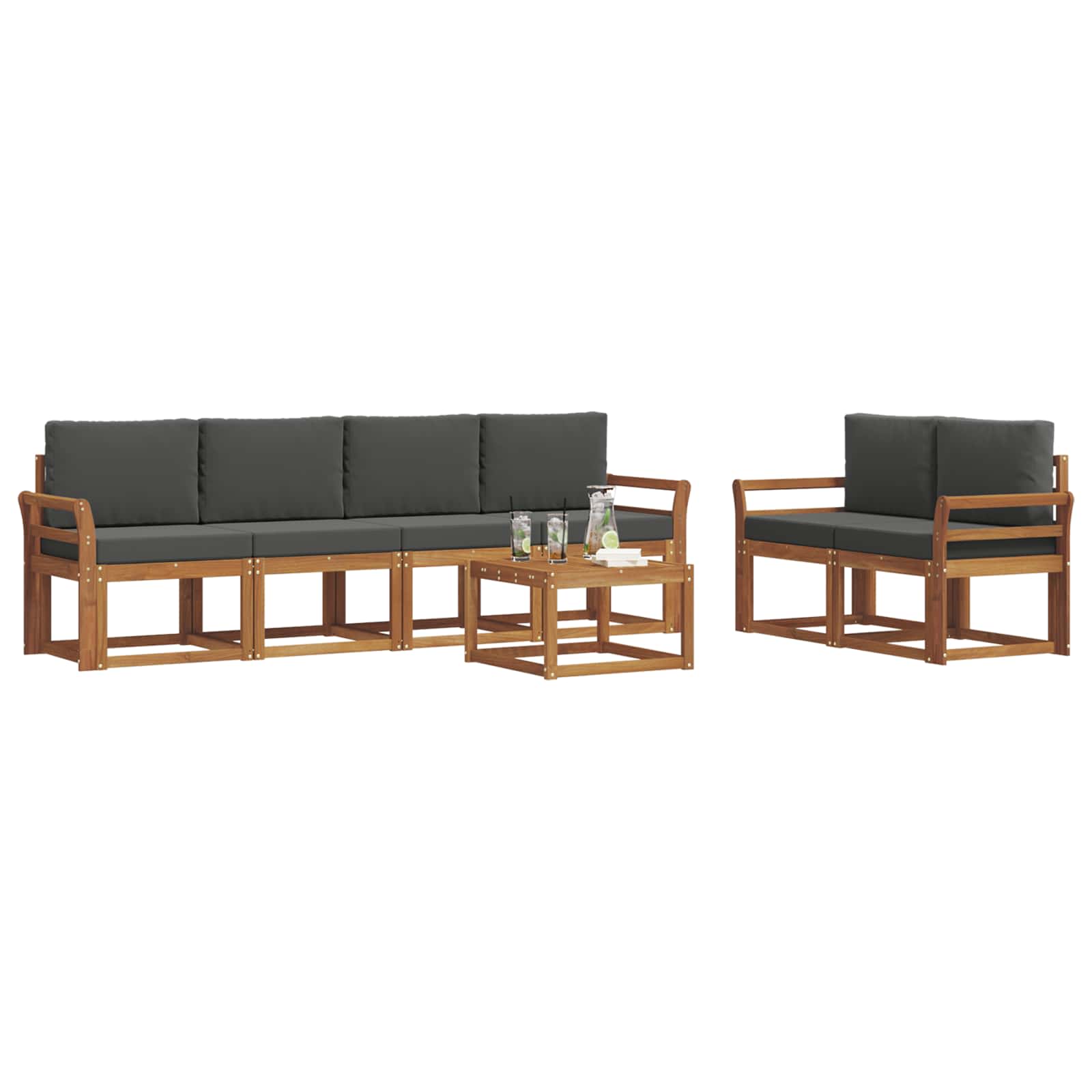 Outdoor Sofa Set with Cushion 7 pcs Natural and Anthracite