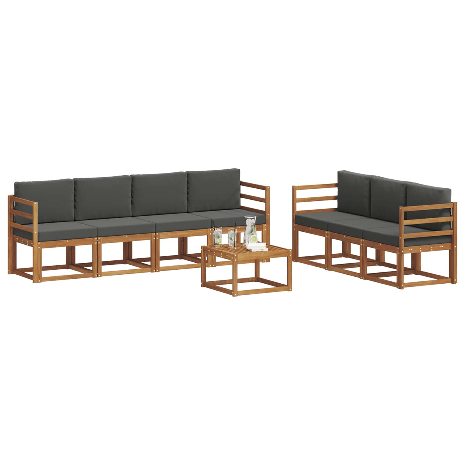 Outdoor Sofa Set with Cushion 8 pcs Natural and Anthracite