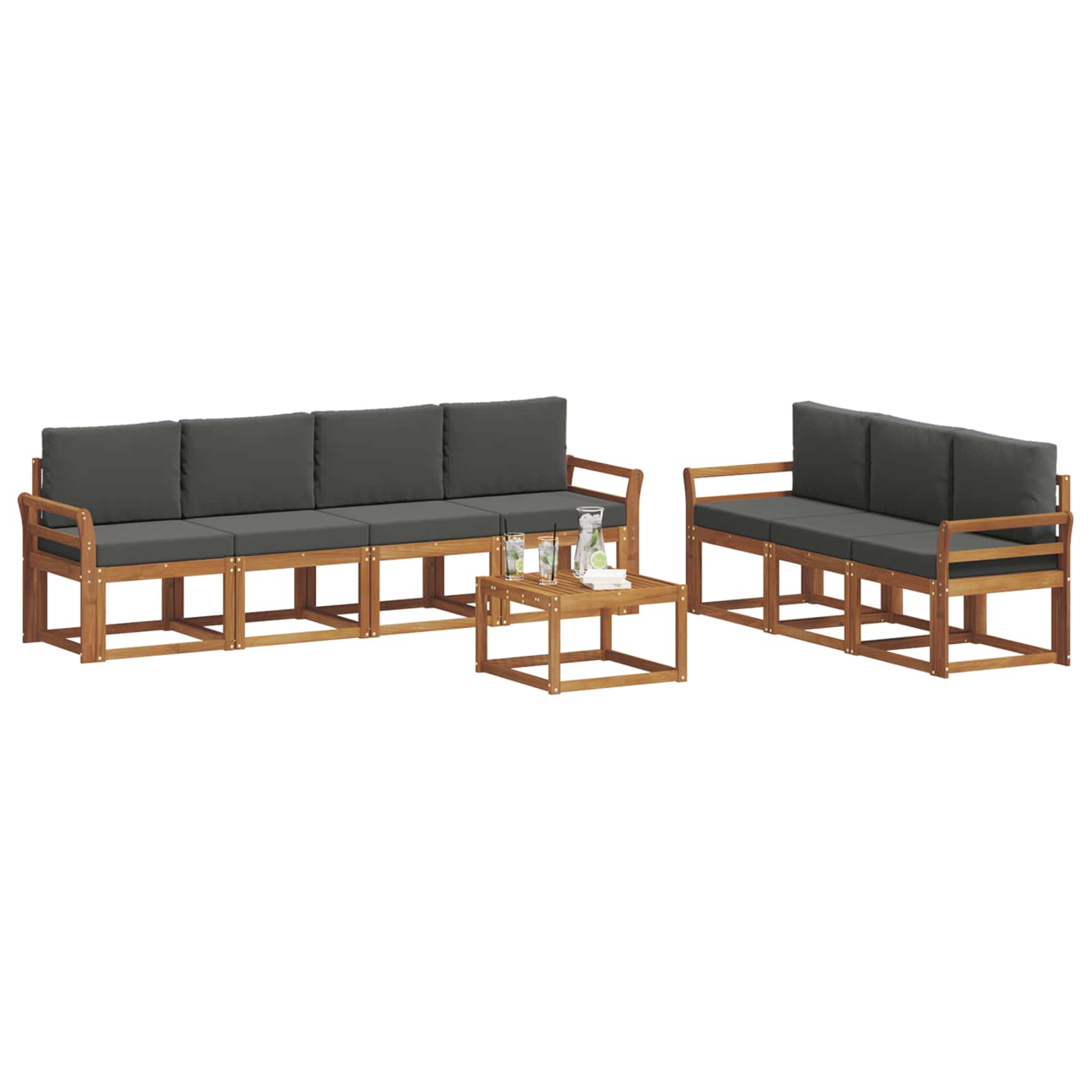 Outdoor Sofa Set with Cushion 8 pcs Natural and Anthracite