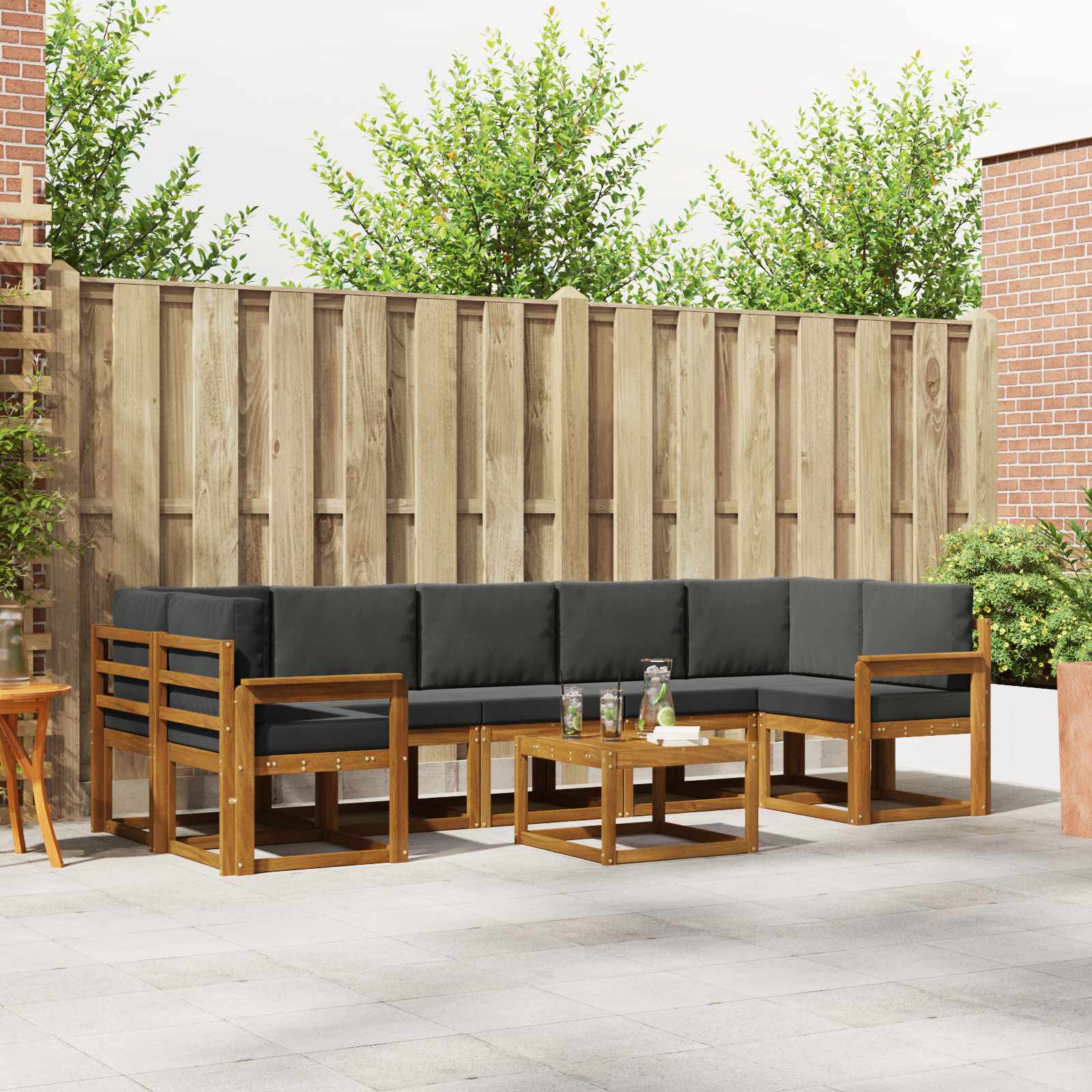 Outdoor Sofa Set with Cushion 8 pcs Natural and Anthracite