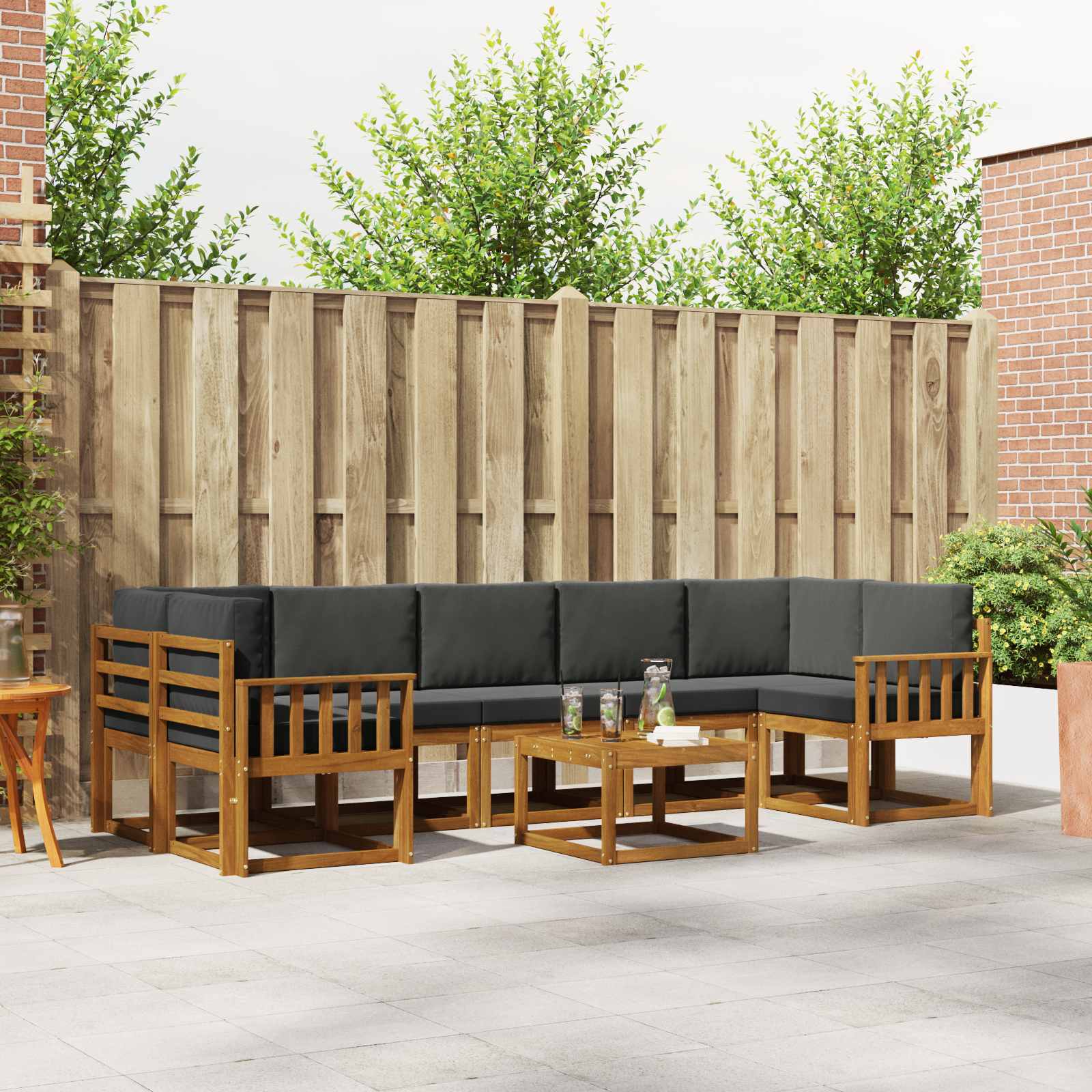 Outdoor Sofa Set with Cushion 8 pcs Natural and Anthracite