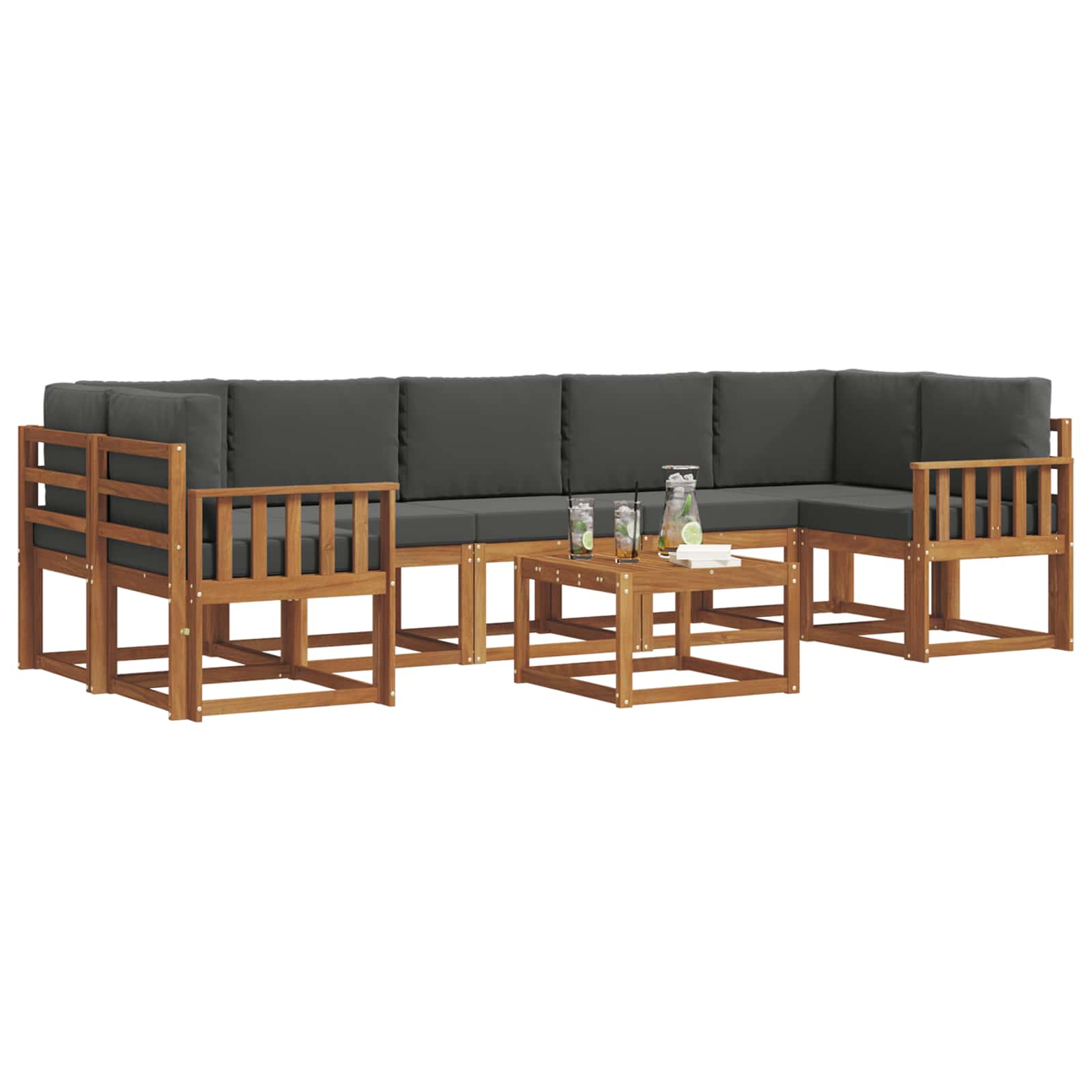 Outdoor Sofa Set with Cushion 8 pcs Natural and Anthracite