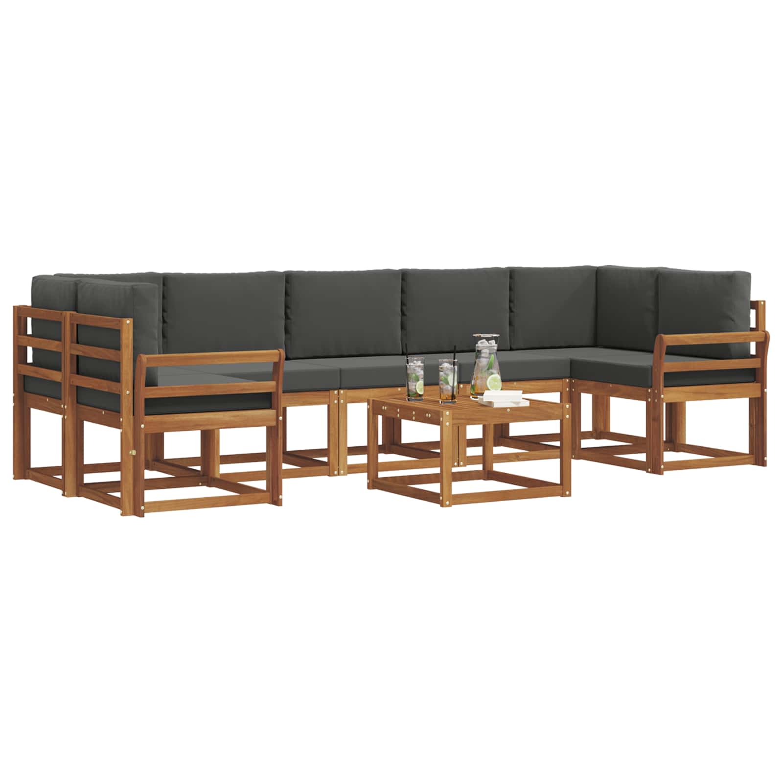 Outdoor Sofa Set with Cushion 8 pcs Natural and Anthracite