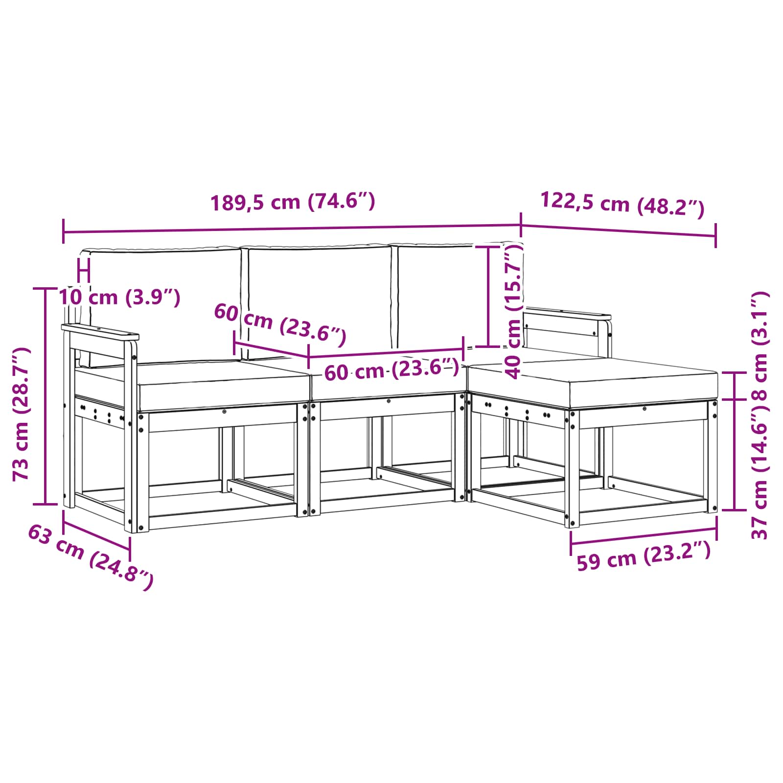 Outdoor Sofa Set with Cushion 4 pcs Natural and Anthracite