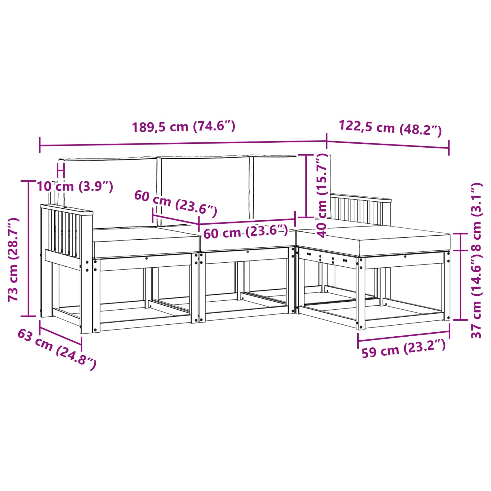 Outdoor Sofa Set with Cushion 4 pcs Natural and Anthracite