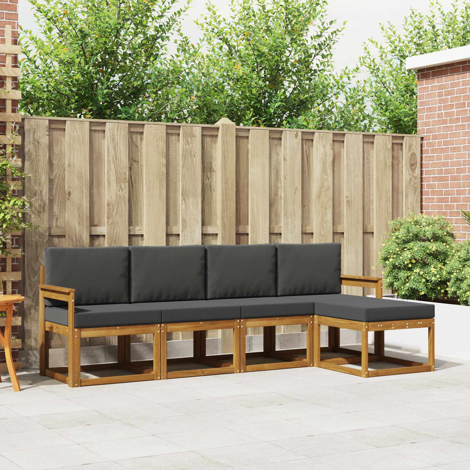 Outdoor Sofa Set 5 pcs Natural and Anthracite Solid Acacia Wood