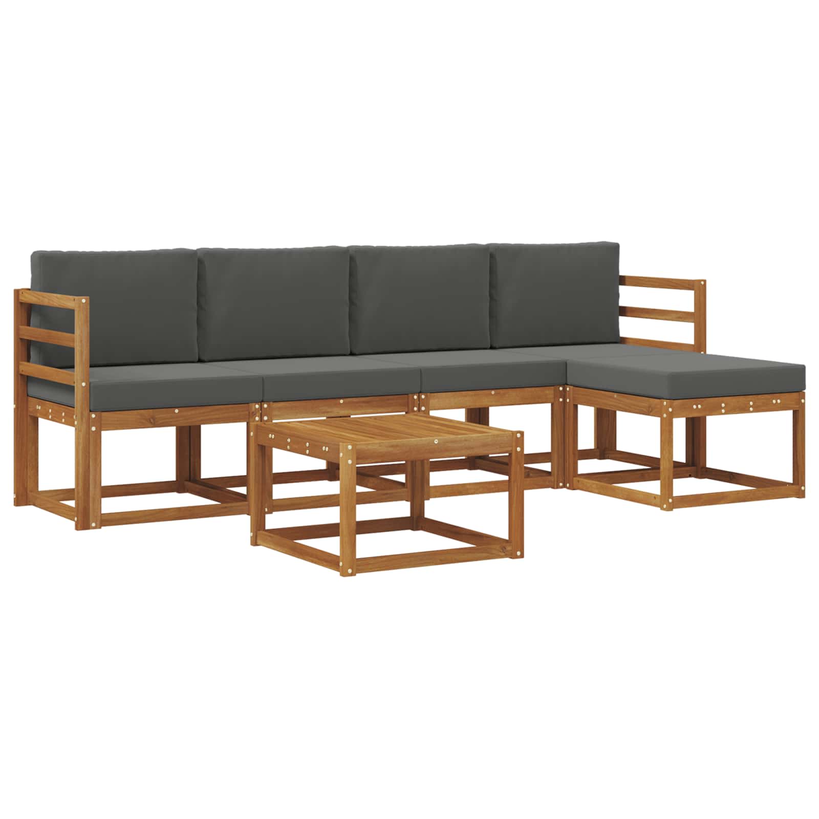Outdoor Sofa Set with Cushion 6 pcs Natural and Anthracite