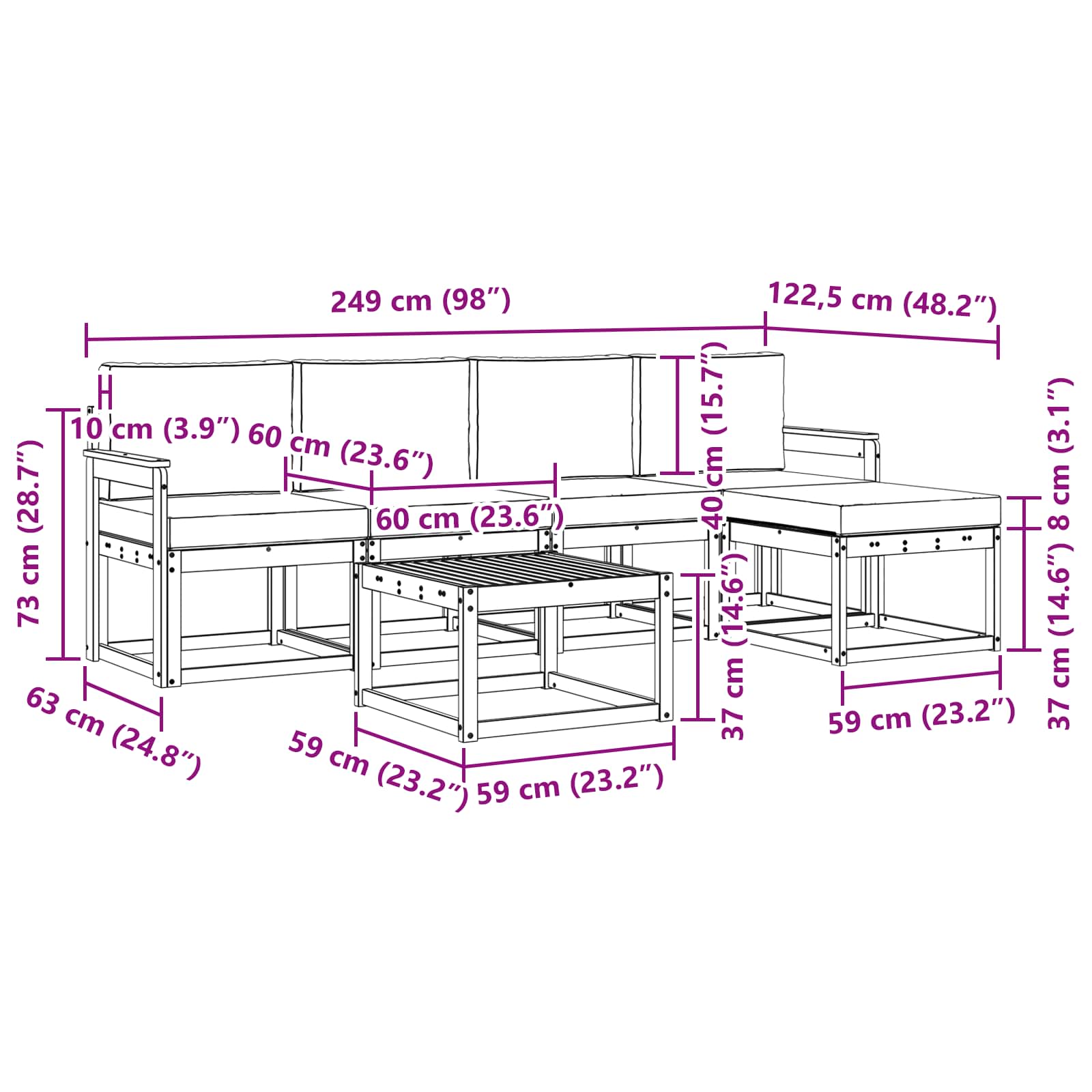 Outdoor Sofa Set with Cushion 6 pcs Natural and Anthracite