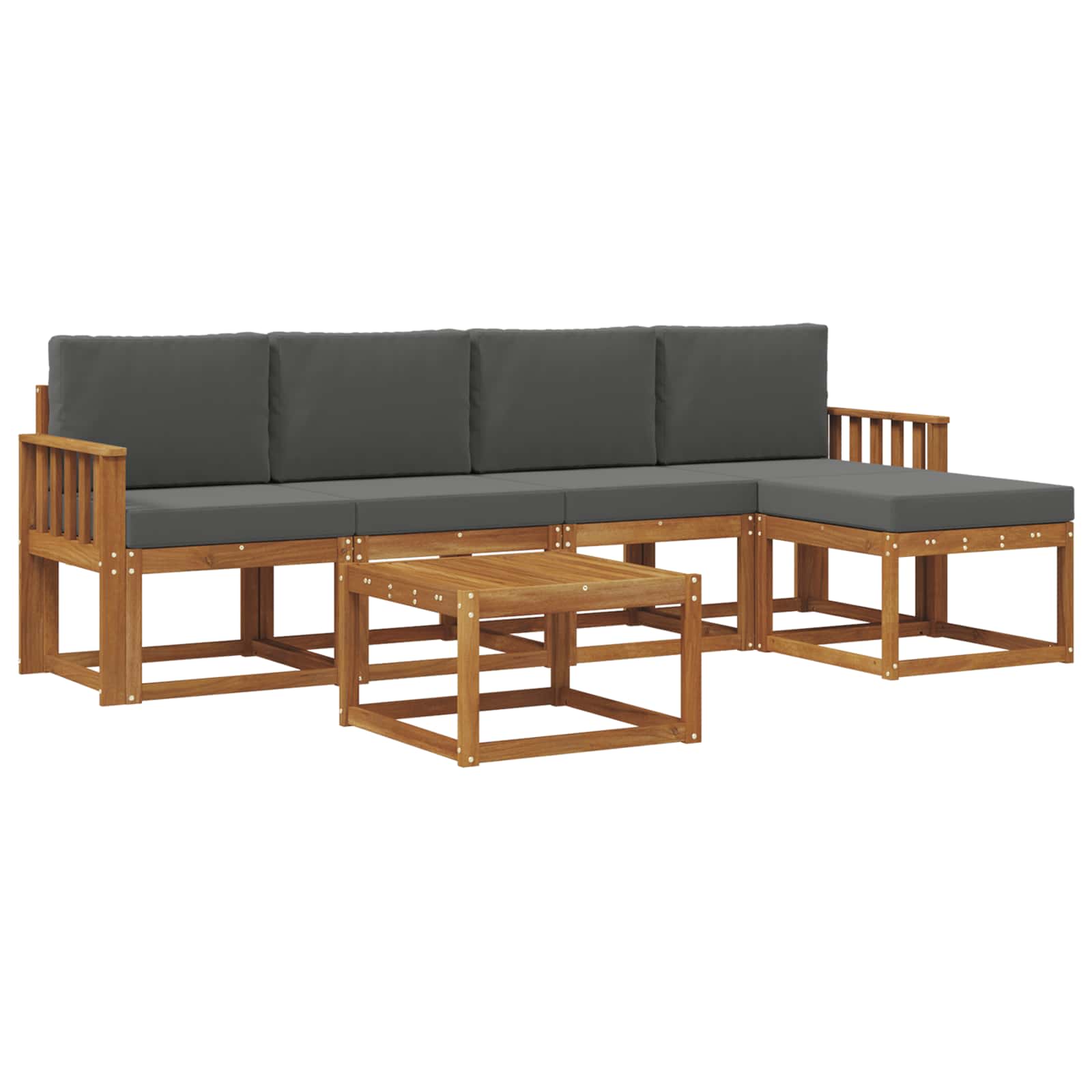 Outdoor Sofa Set with Cushion 6 pcs Natural and Anthracite