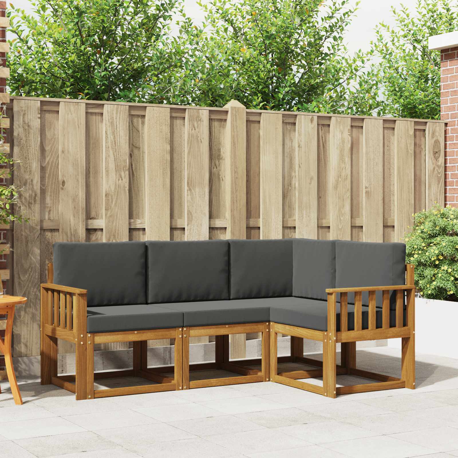Outdoor Sofa Set with Cushion 4 pcs Natural and Anthracite