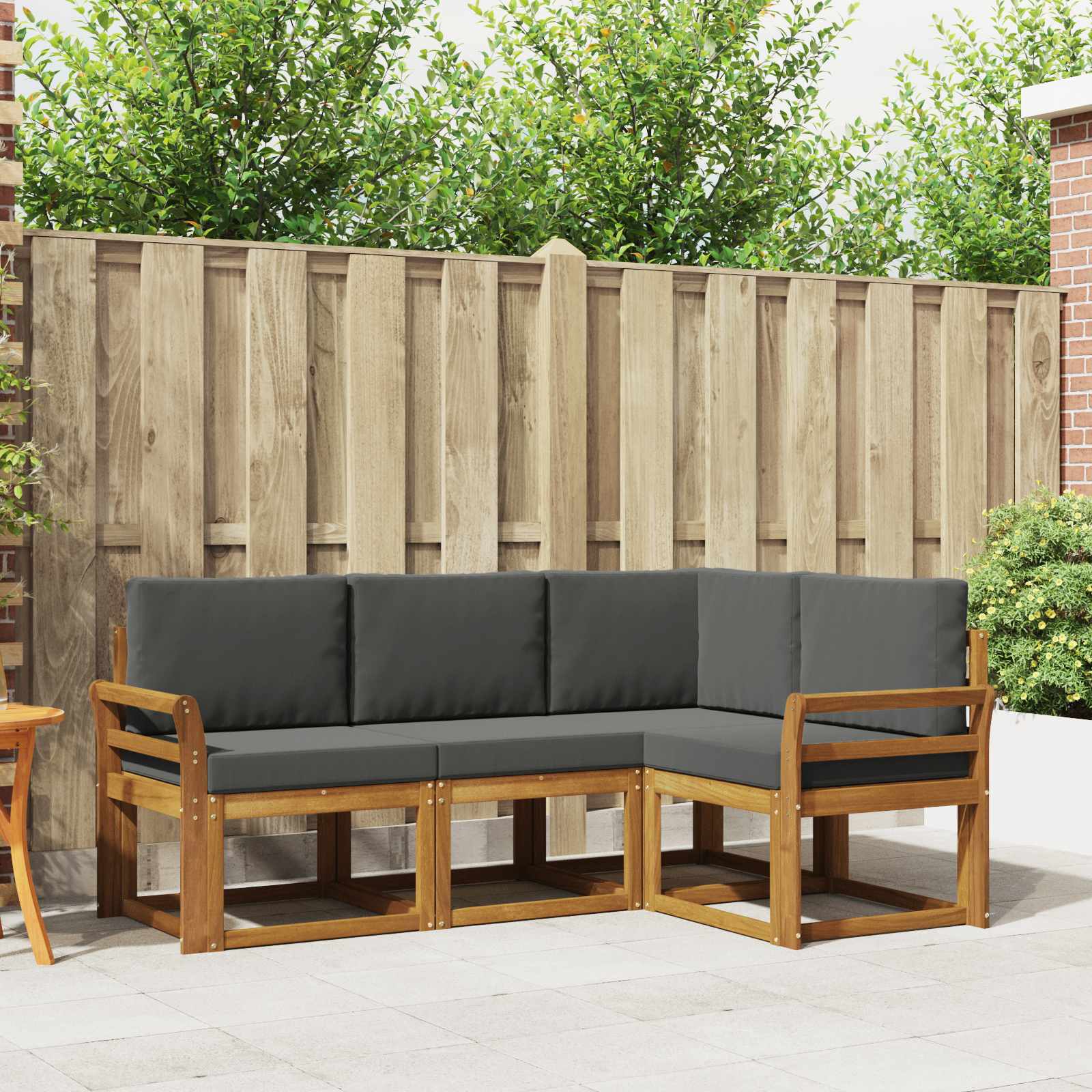 Outdoor Sofa Set with Cushion 4 pcs Natural and Anthracite
