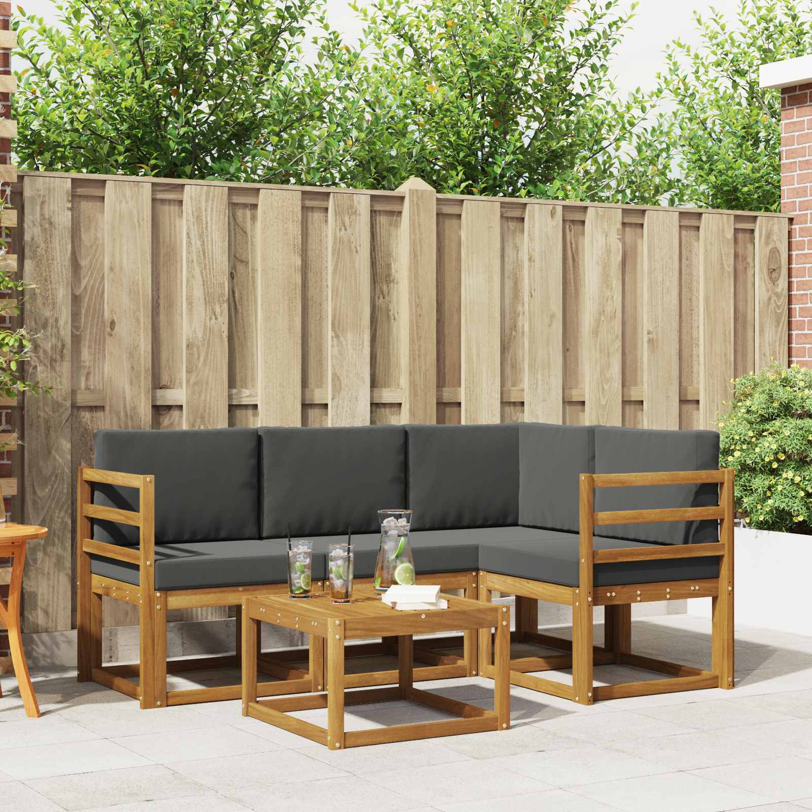 Outdoor Sofa Set 5 pcs Natural and Anthracite