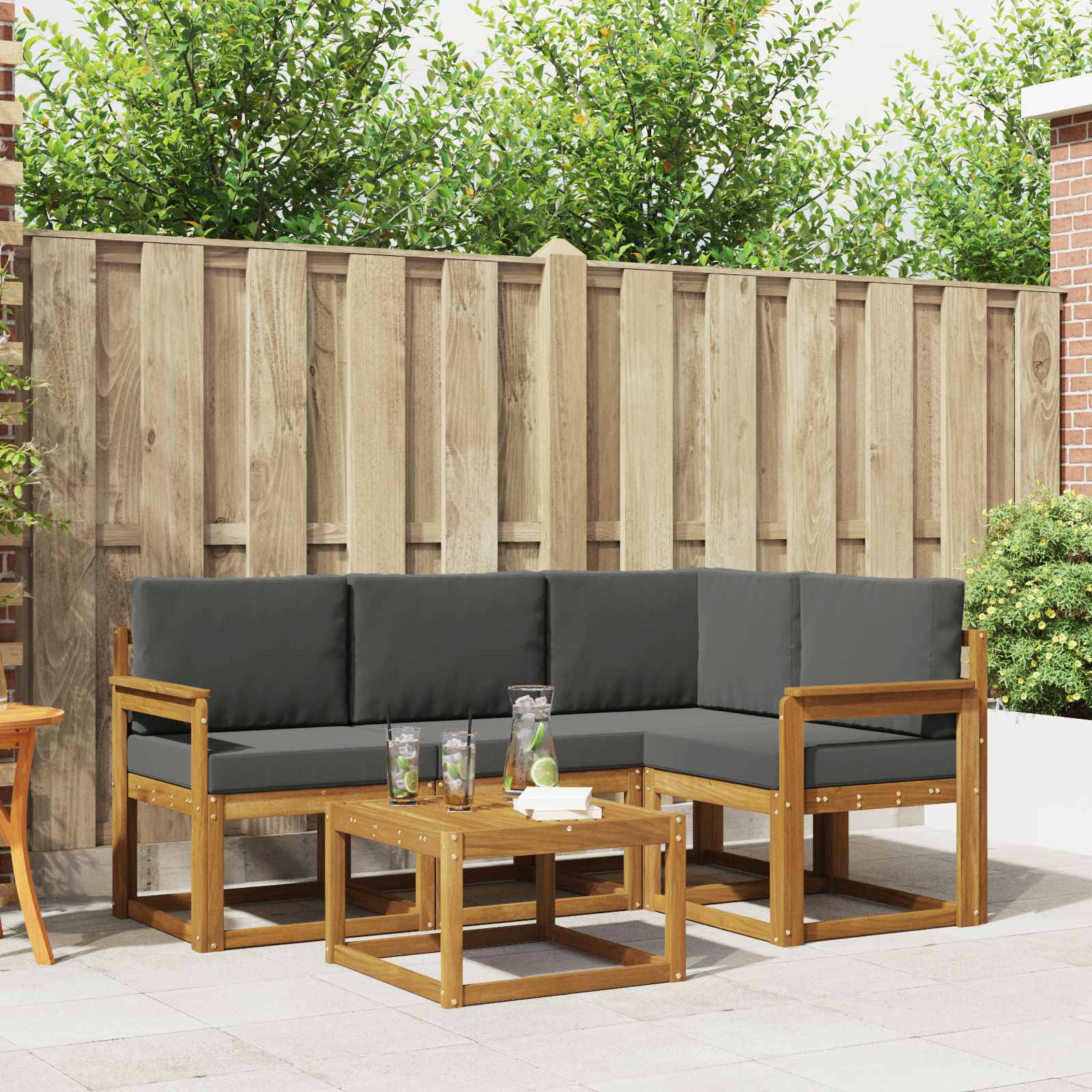 Outdoor Sofa Set 5 pcs Natural and Anthracite