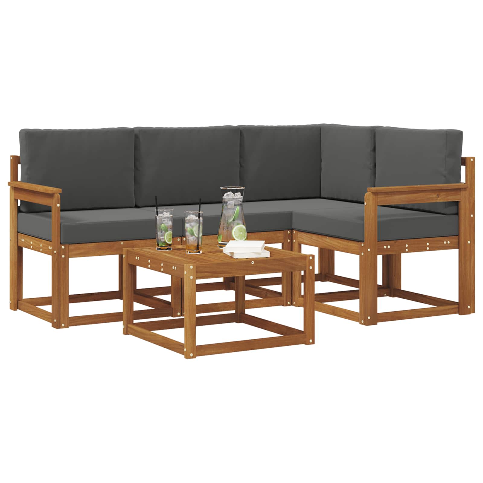 Outdoor Sofa Set 5 pcs Natural and Anthracite