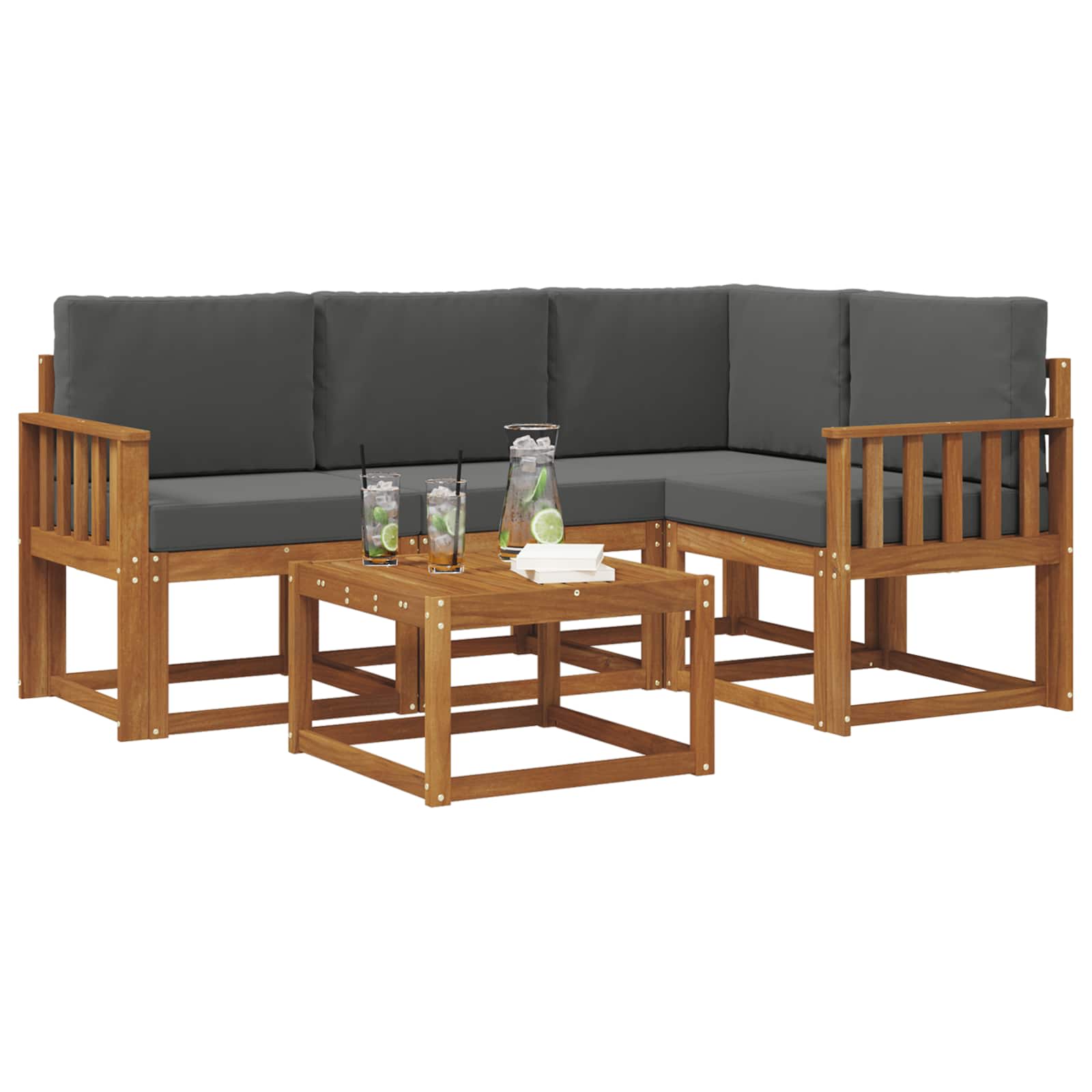 Outdoor Sofa Set 5 pcs Natural and Anthracite
