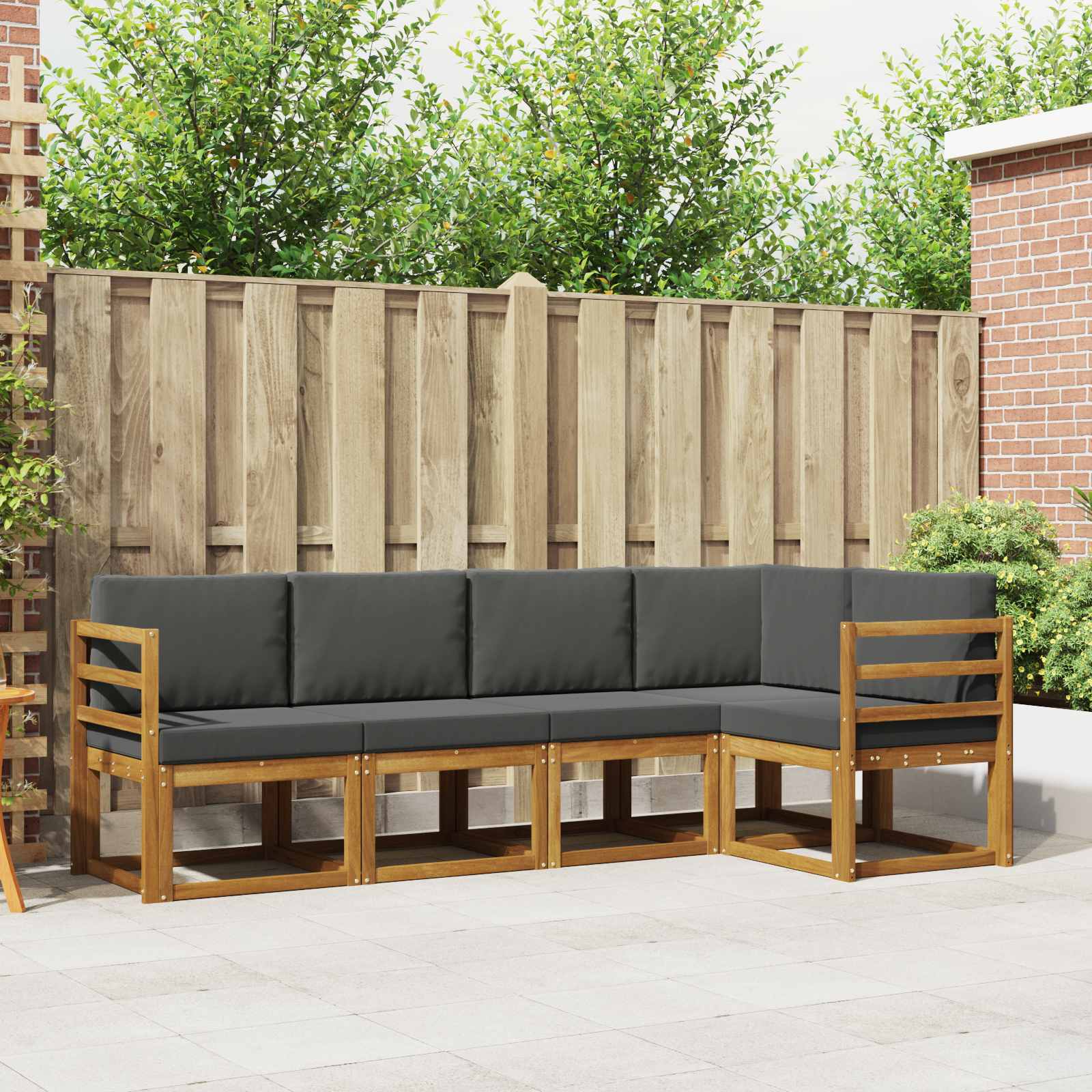 Outdoor Sofa Set with Cushion 5 pcs Natural and Anthracite