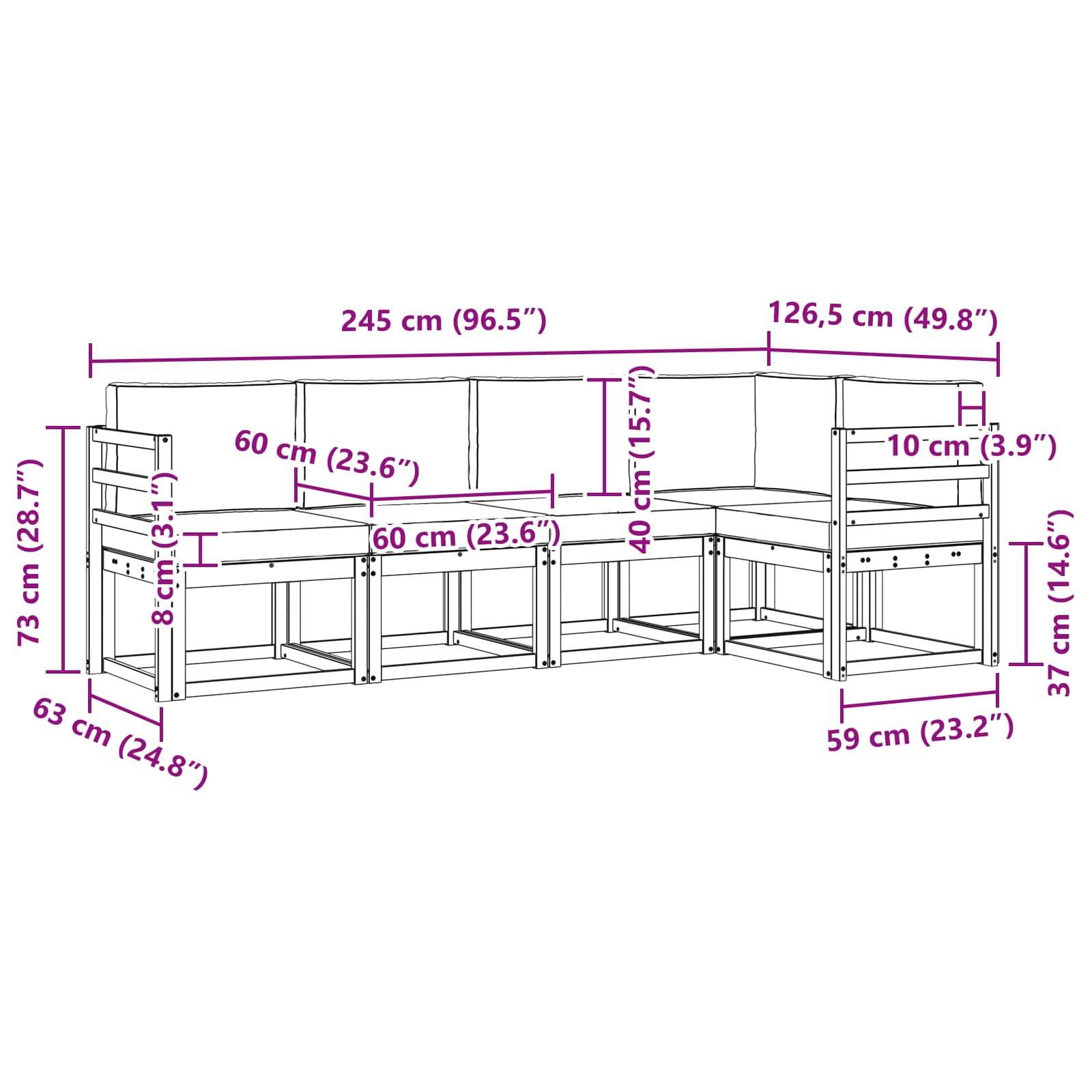 Outdoor Sofa Set with Cushion 5 pcs Natural and Anthracite