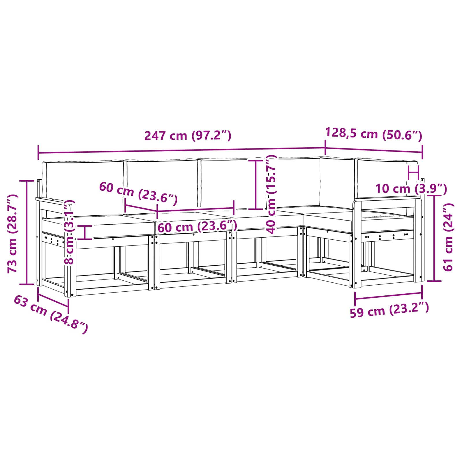 Outdoor Sofa Set with Cushion 5 pcs Natural and Anthracite
