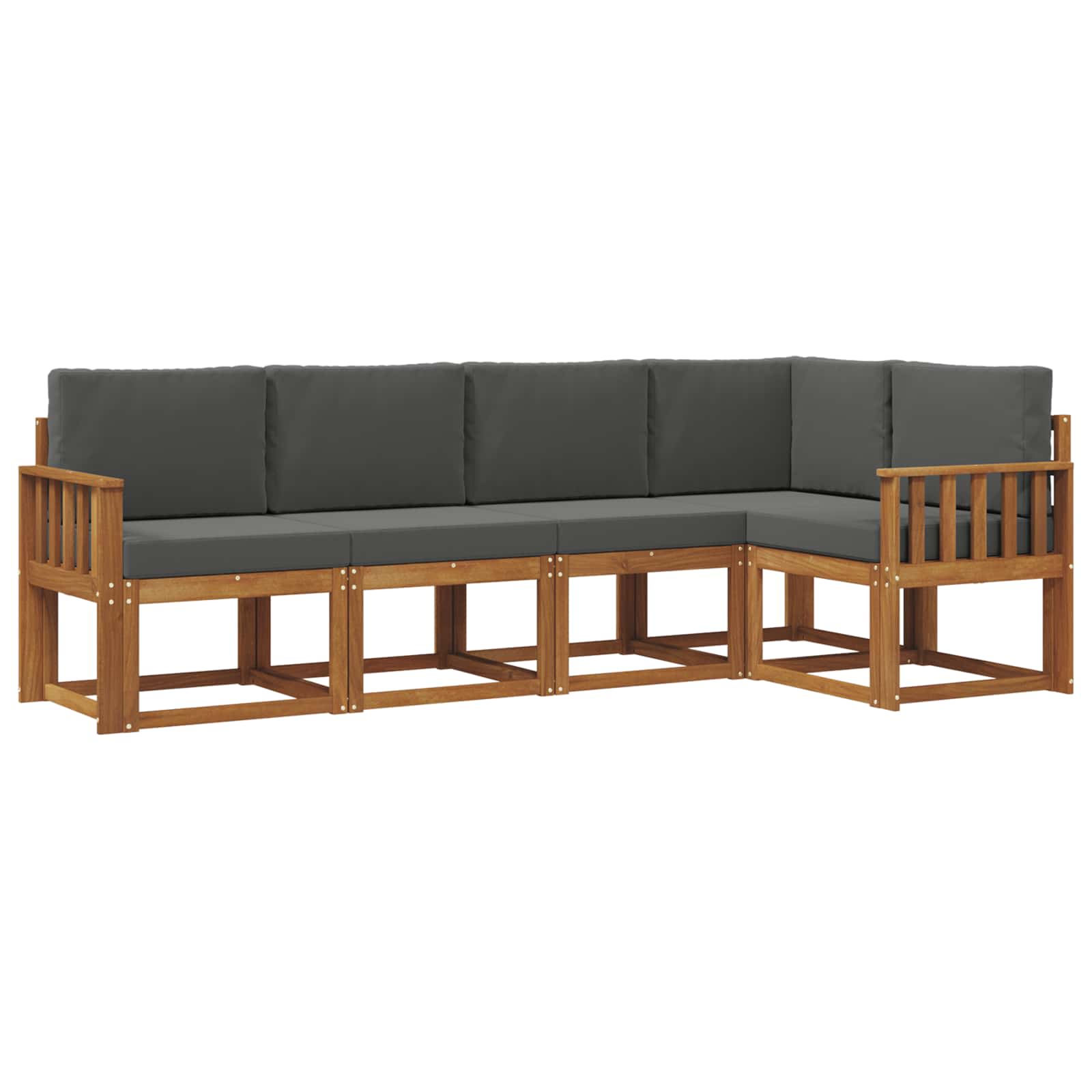 Outdoor Sofa Set with Cushion 5 pcs Natural and Anthracite