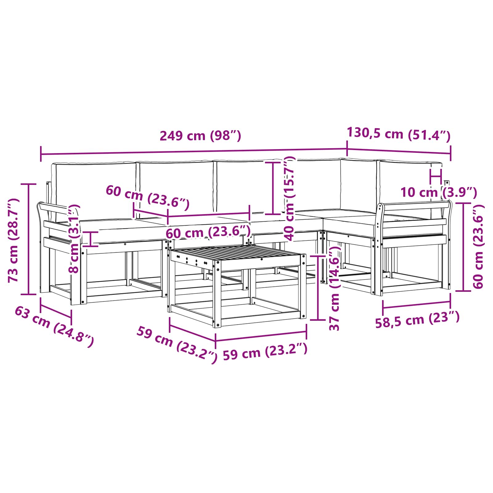 Outdoor Sofa Set with Cushion 6 pcs Natural and Anthracite