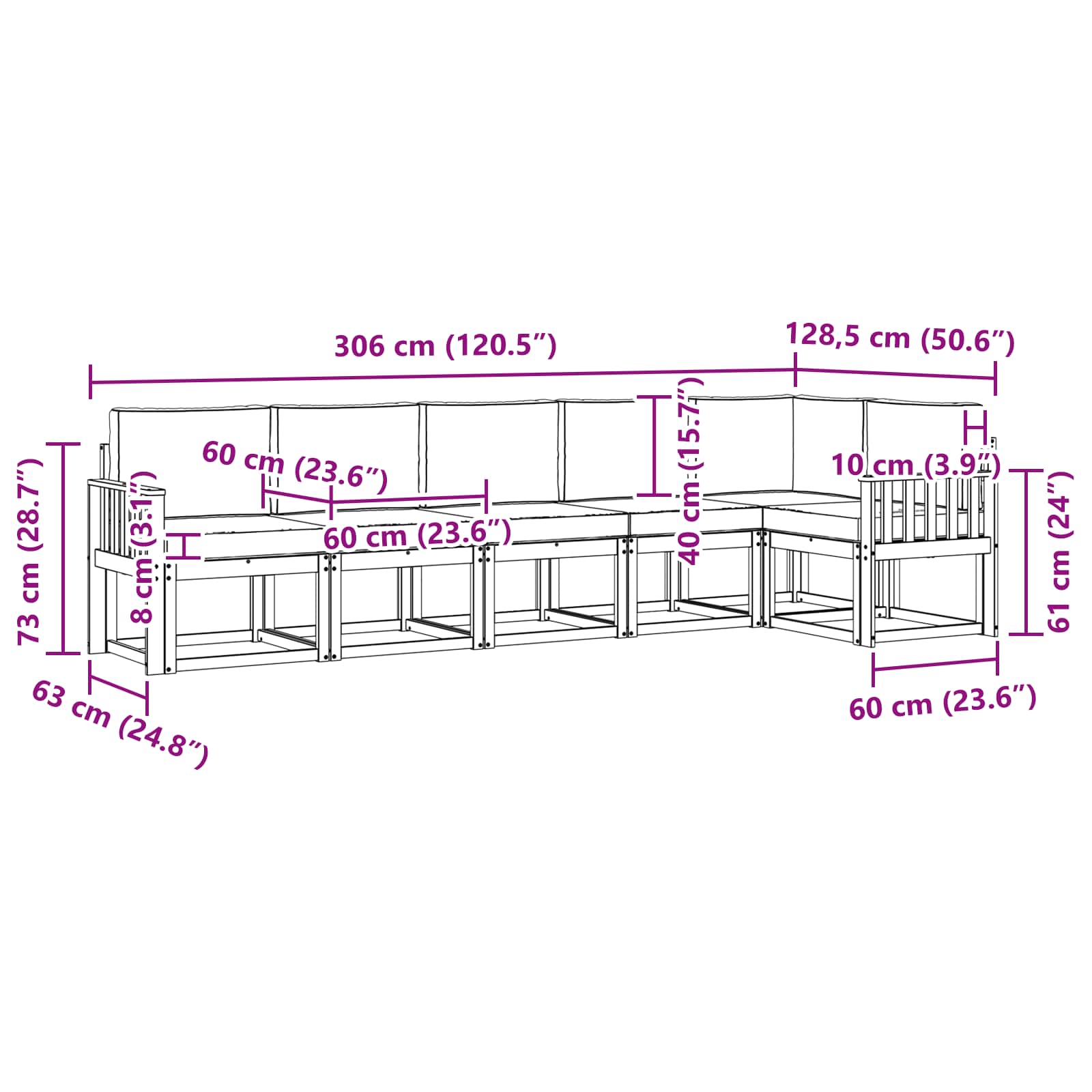 Outdoor Sofa Set 6 pcs Natural and Anthracite