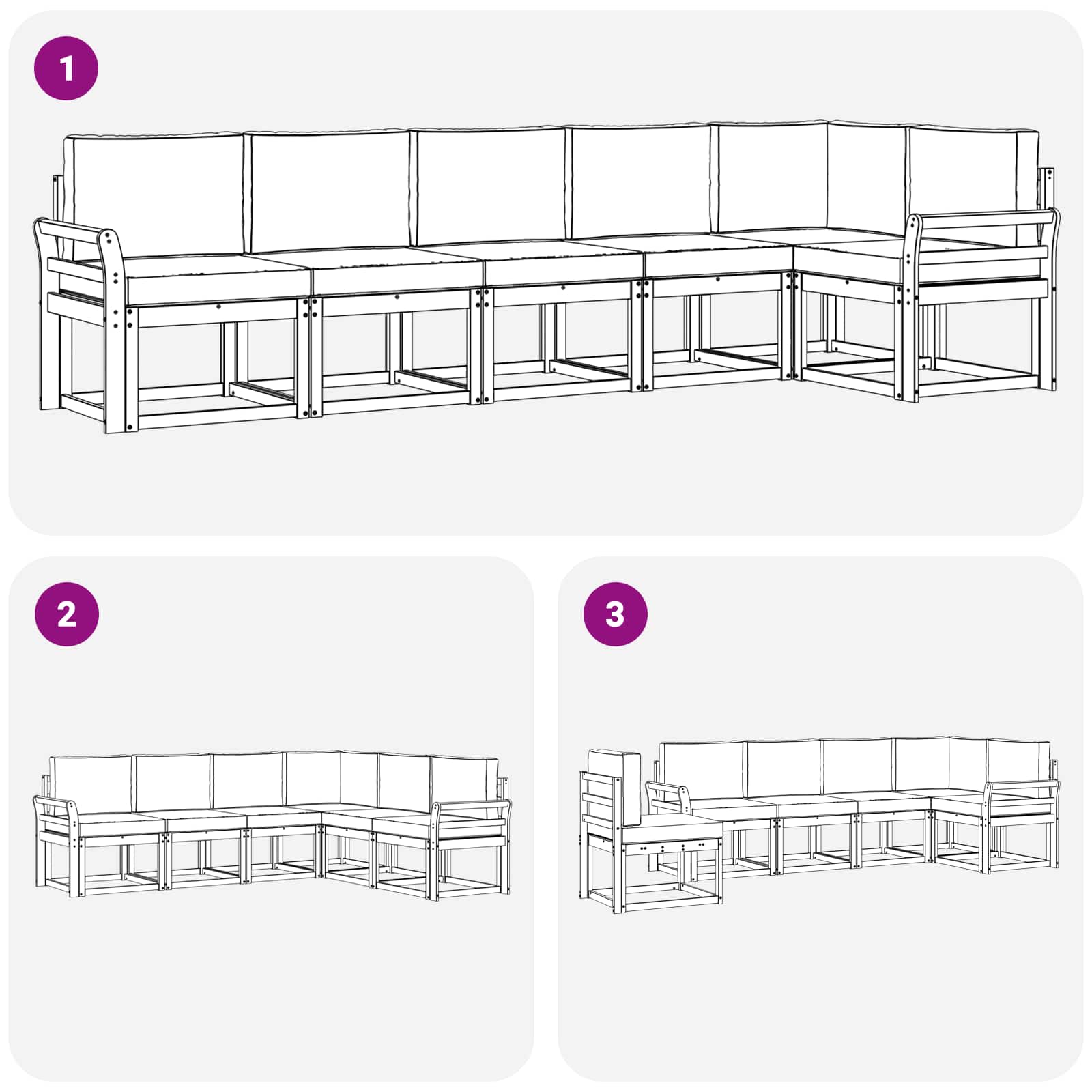 Outdoor Sofa Set 6 pcs Natural and Anthracite