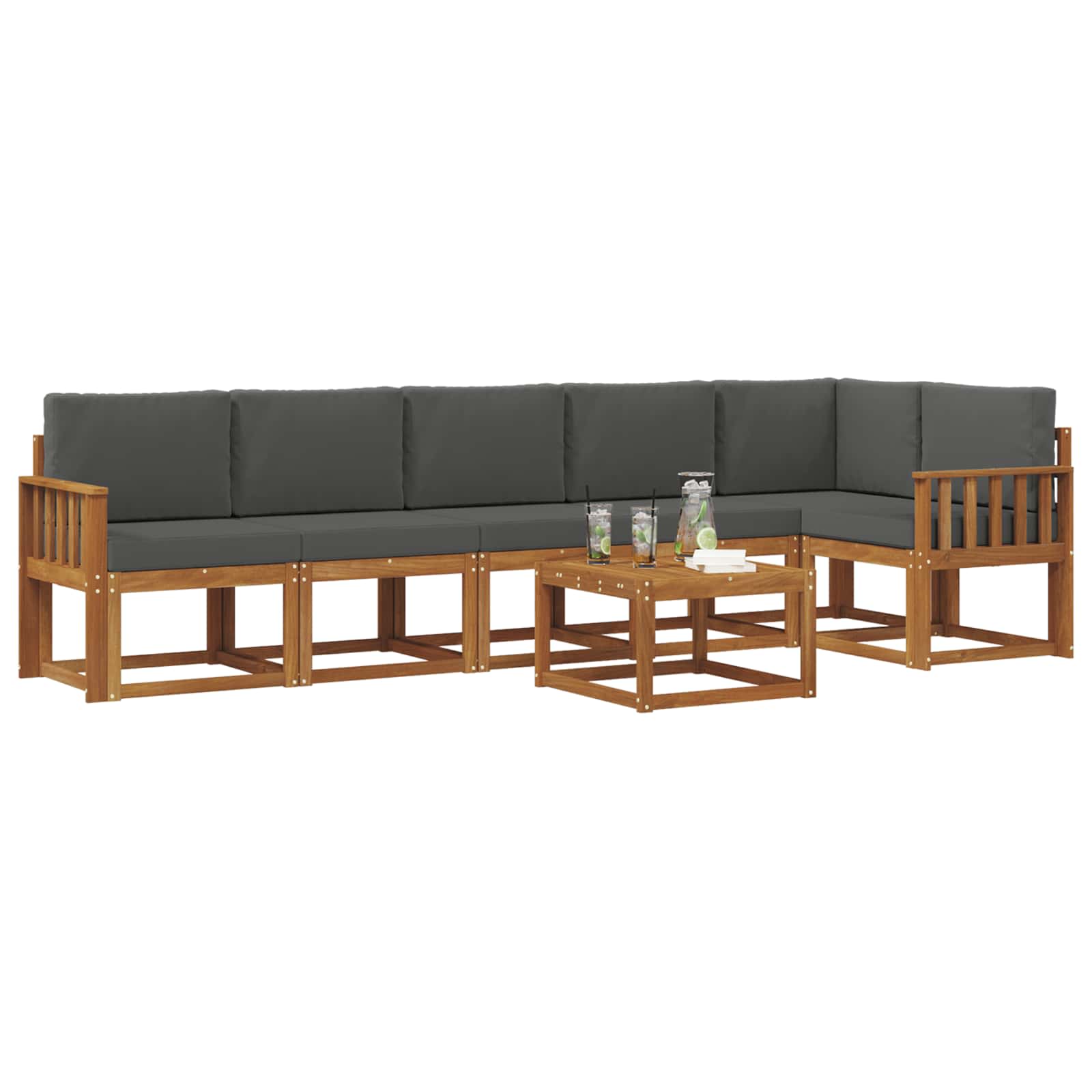 Outdoor Sofa Set with Cushion 7 pcs Natural and Anthracite