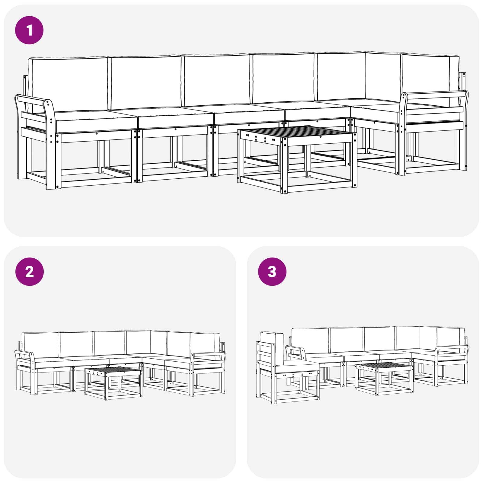 Outdoor Sofa Set with Cushion 7 pcs Natural and Anthracite