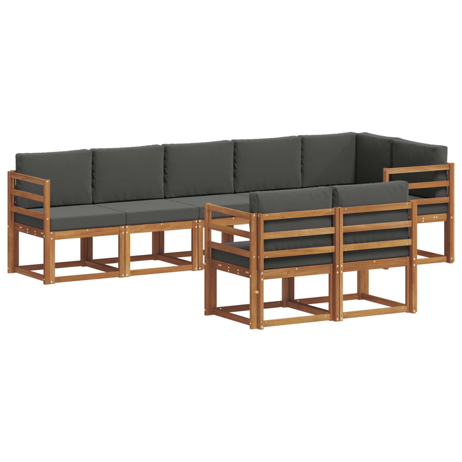 Outdoor Sofa Set 8 pcs Natural and Anthracite