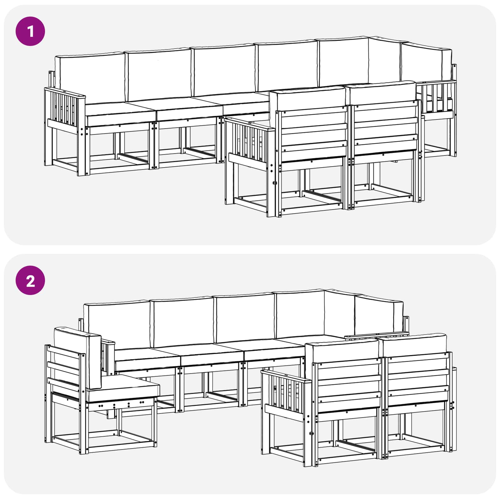 Outdoor Sofa Set 8 pcs Natural and Anthracite