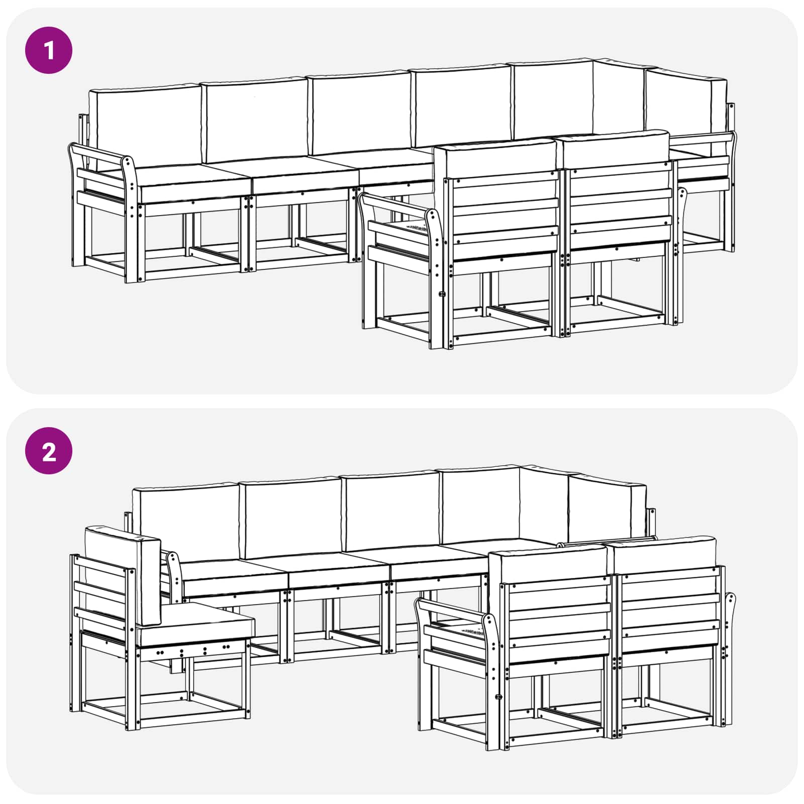 Outdoor Sofa Set 8 pcs Natural and Anthracite