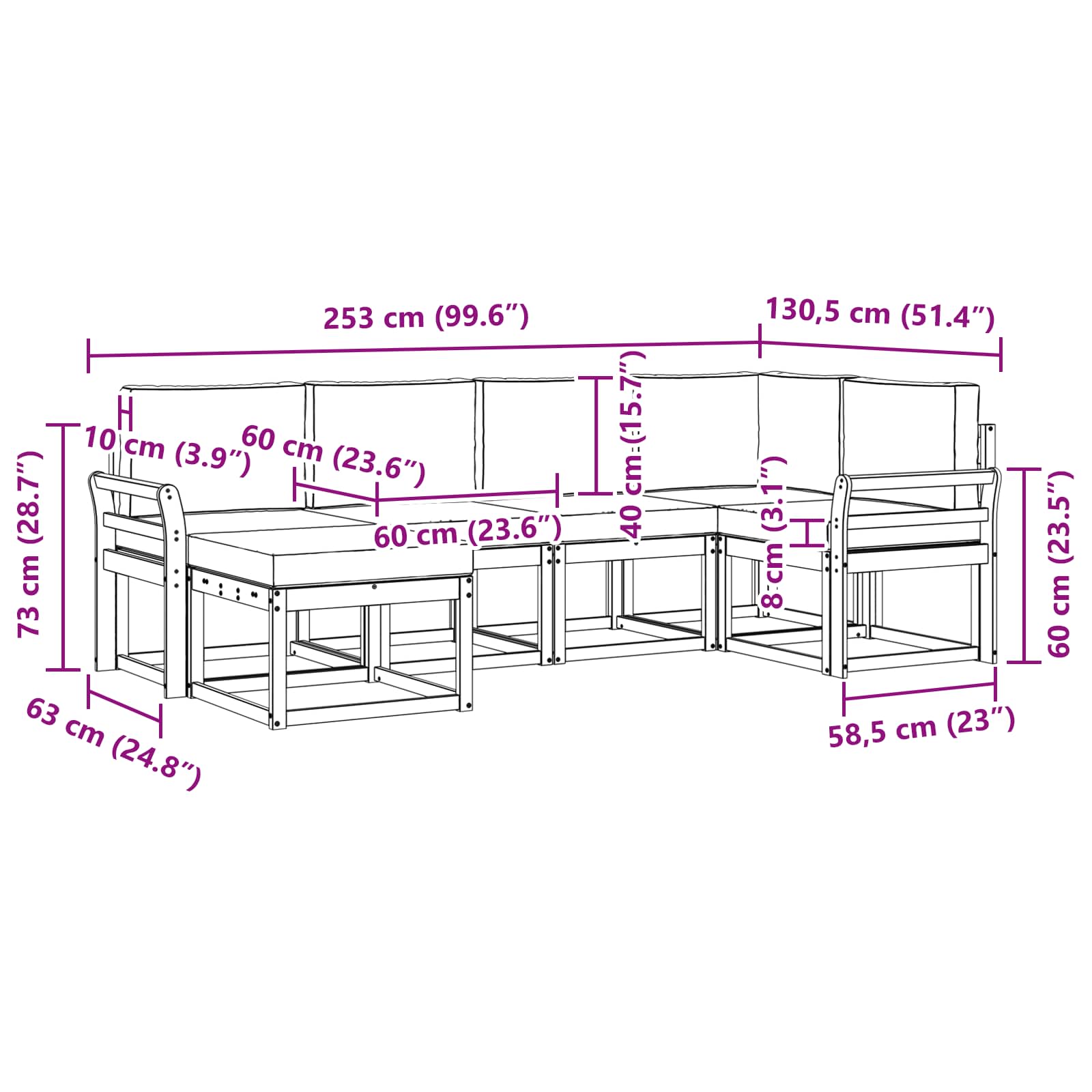 Outdoor Sofa Set with Cushion 6 pcs Natural and Anthracite