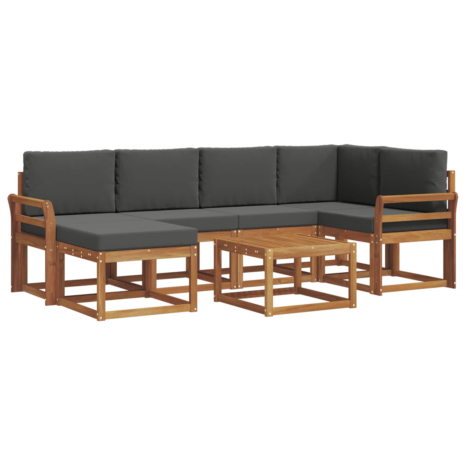 Outdoor Sofa Set with Cushion 7 pcs Natural and Anthracite