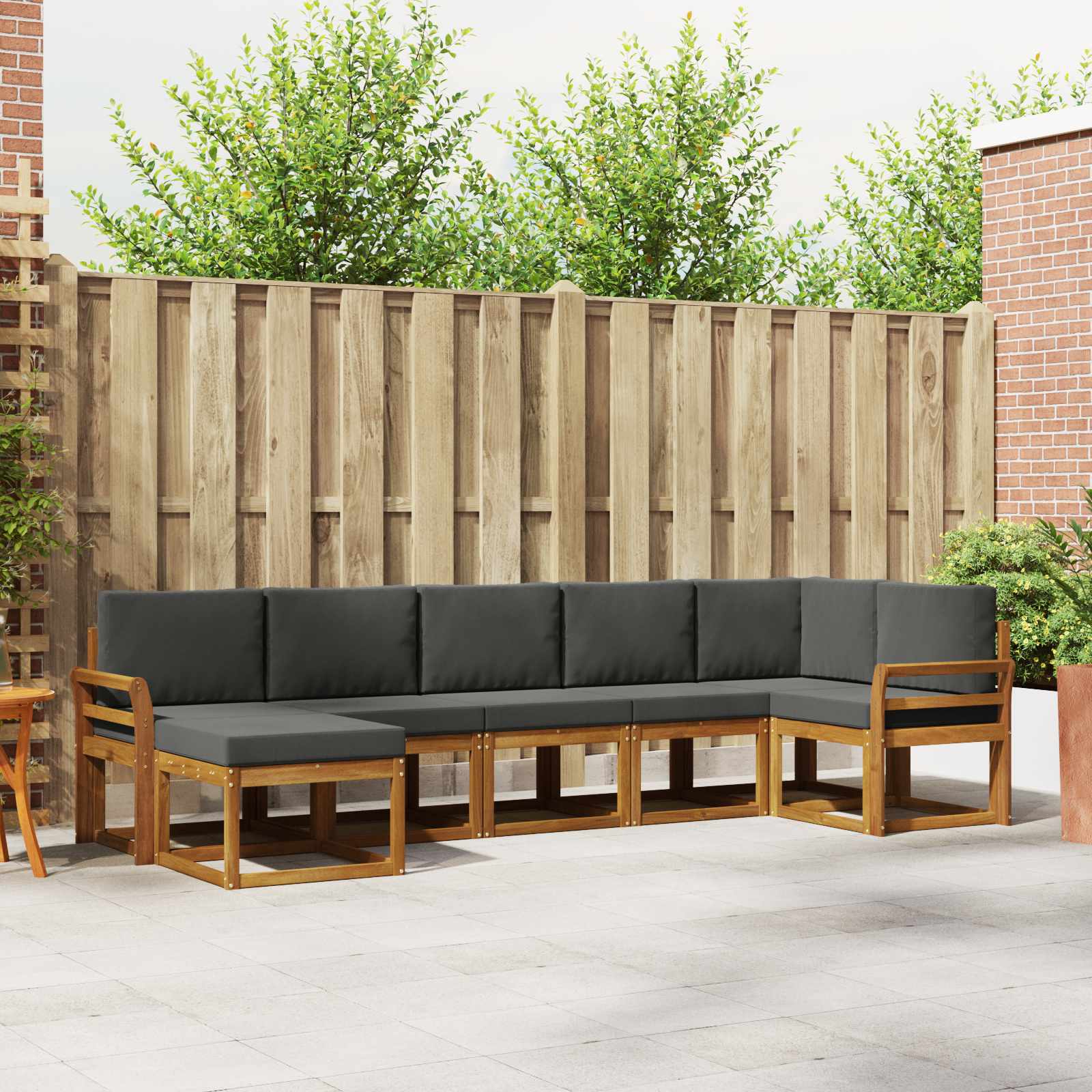 Outdoor Sofa Set with Cushion 7 pcs Natural and Anthracite