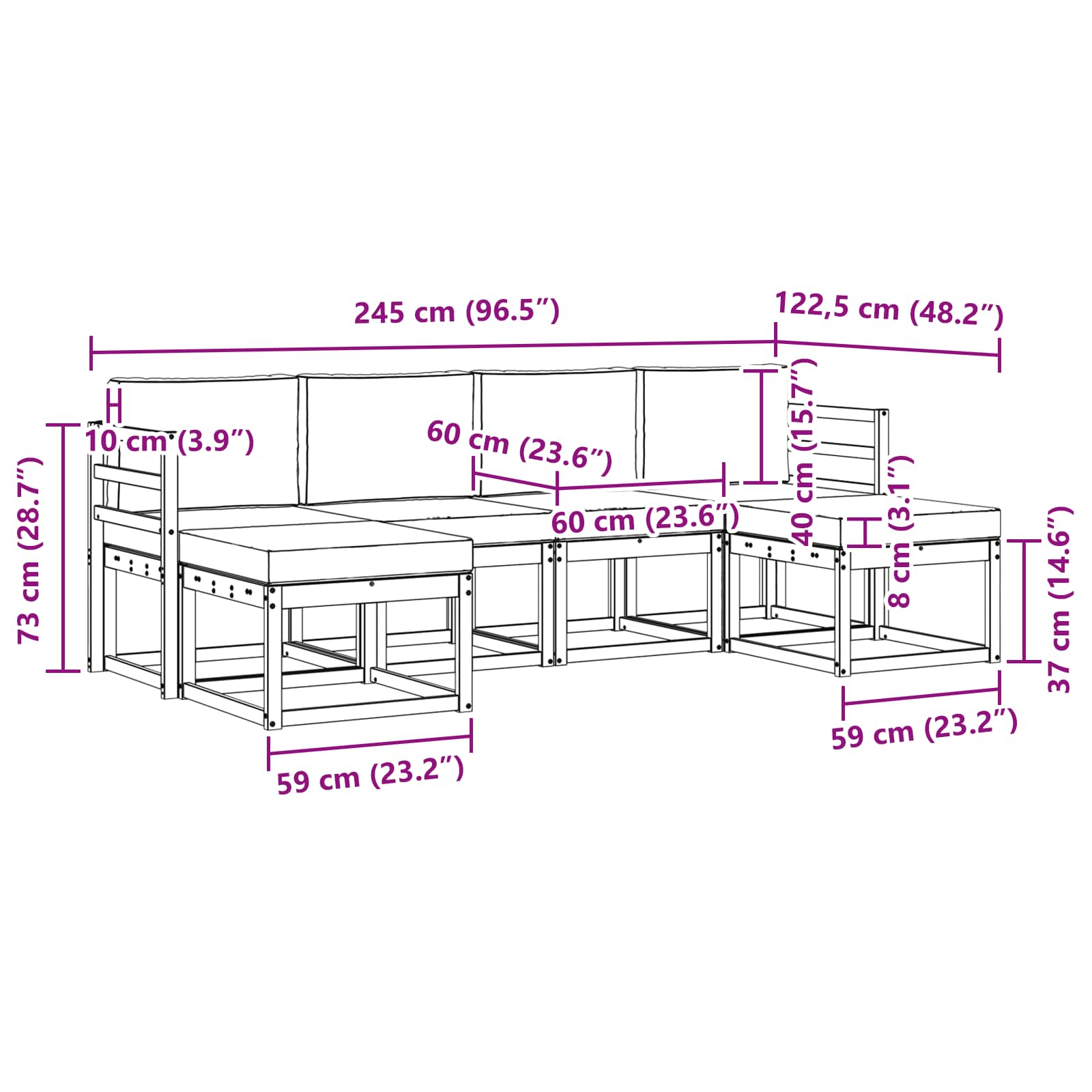 Outdoor Sofa Set 6 pcs Natural and Anthracite Engineered Wood