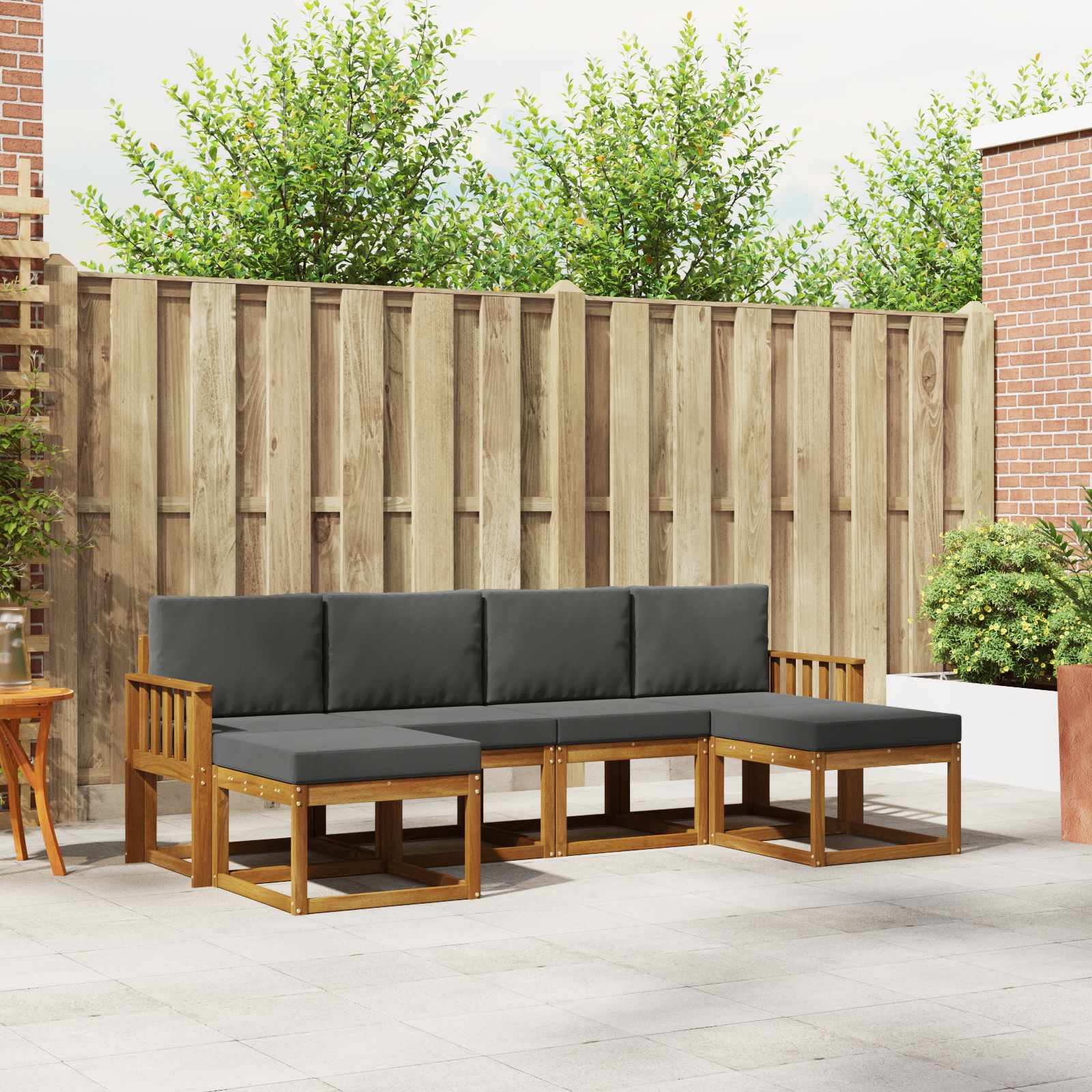 Outdoor Sofa Set with Cushion 6 pcs Natural and Anthracite