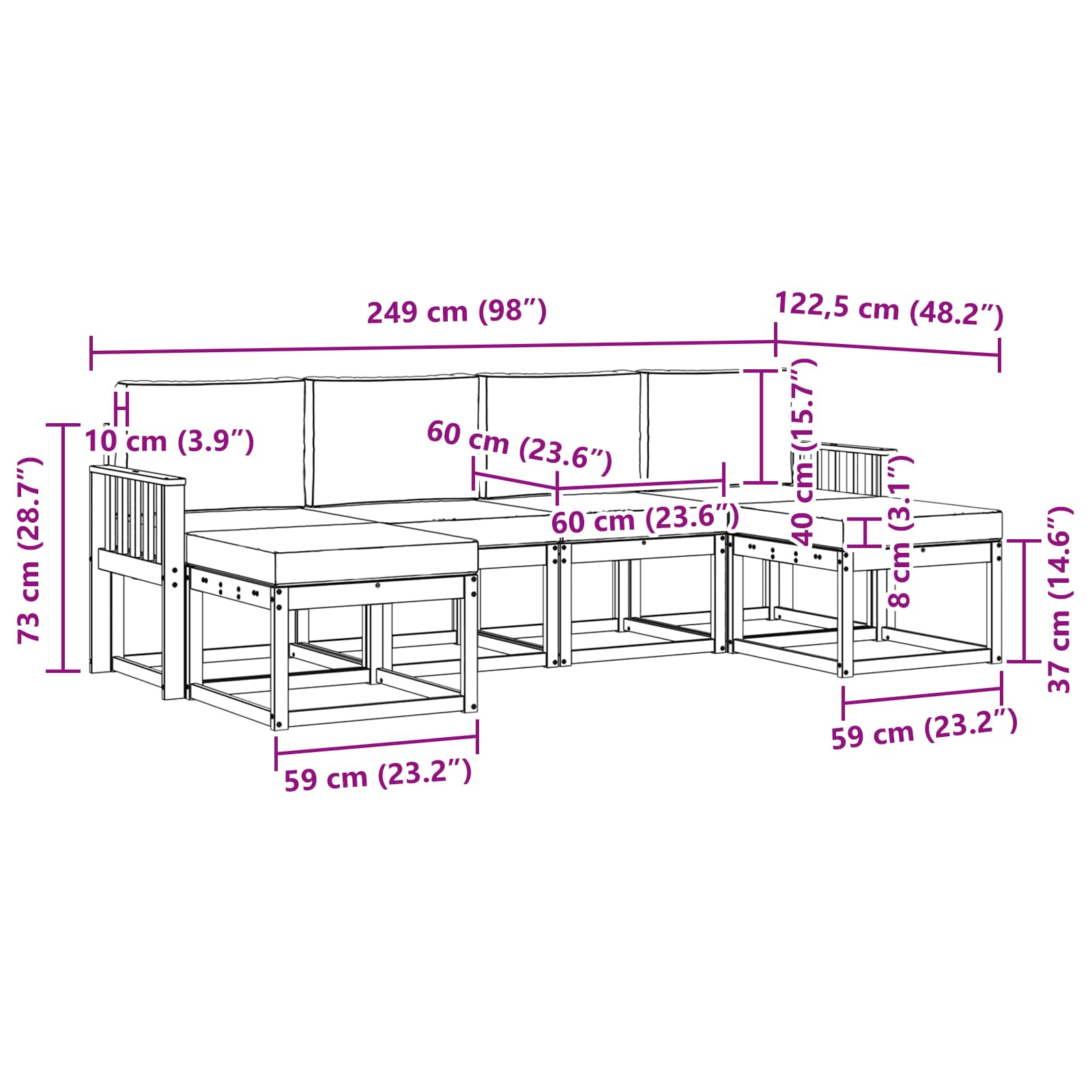 Outdoor Sofa Set with Cushion 6 pcs Natural and Anthracite