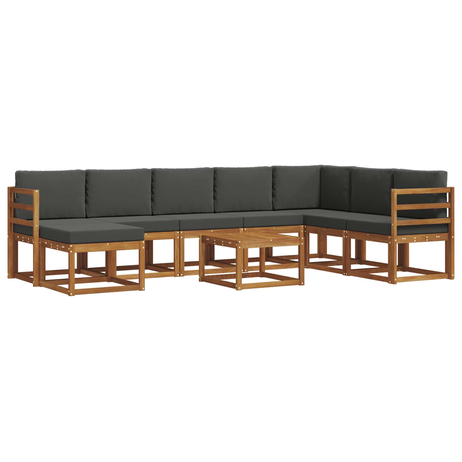 Outdoor Sofa Set with Cushion 9 pcs Natural and Anthracite