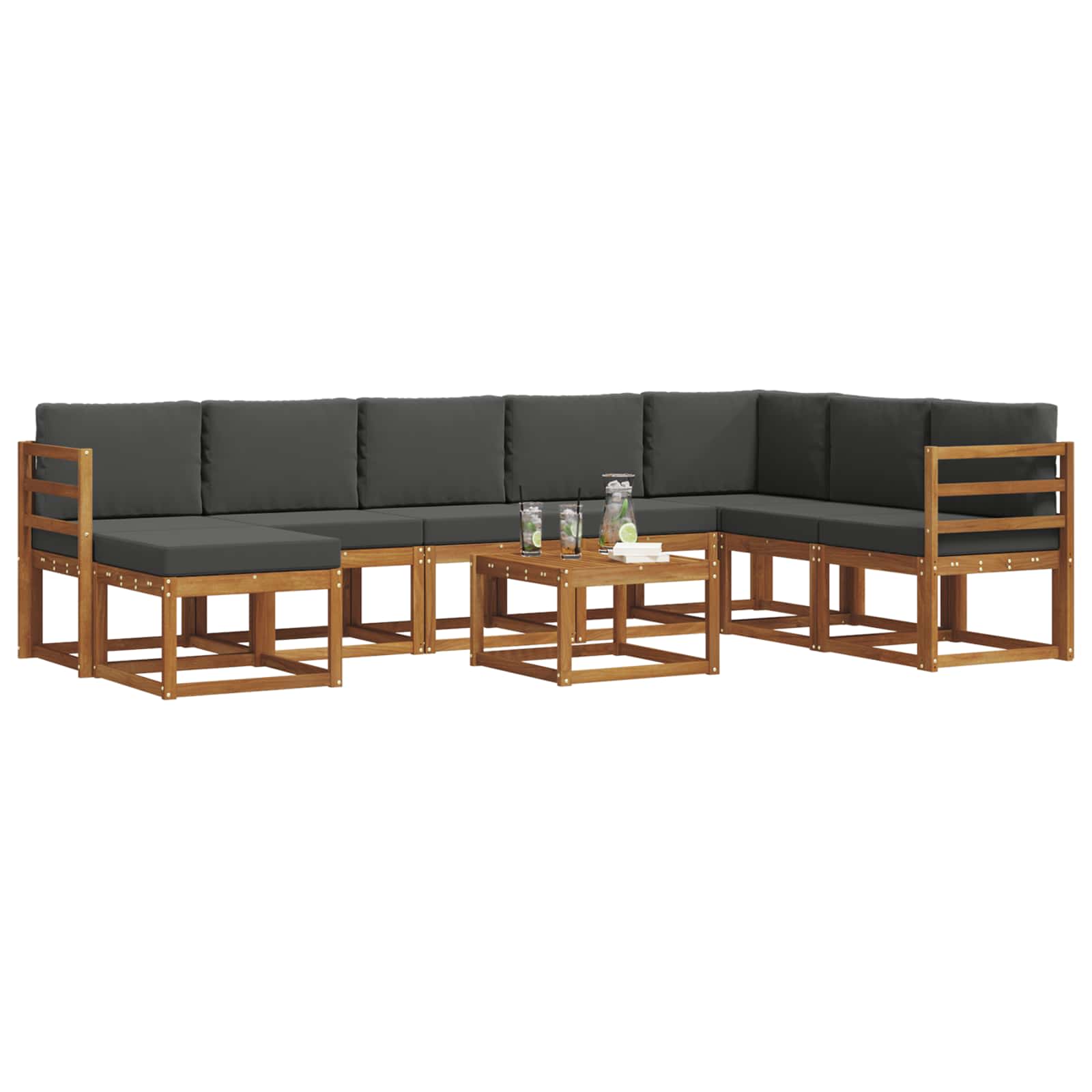 Outdoor Sofa Set with Cushion 9 pcs Natural and Anthracite