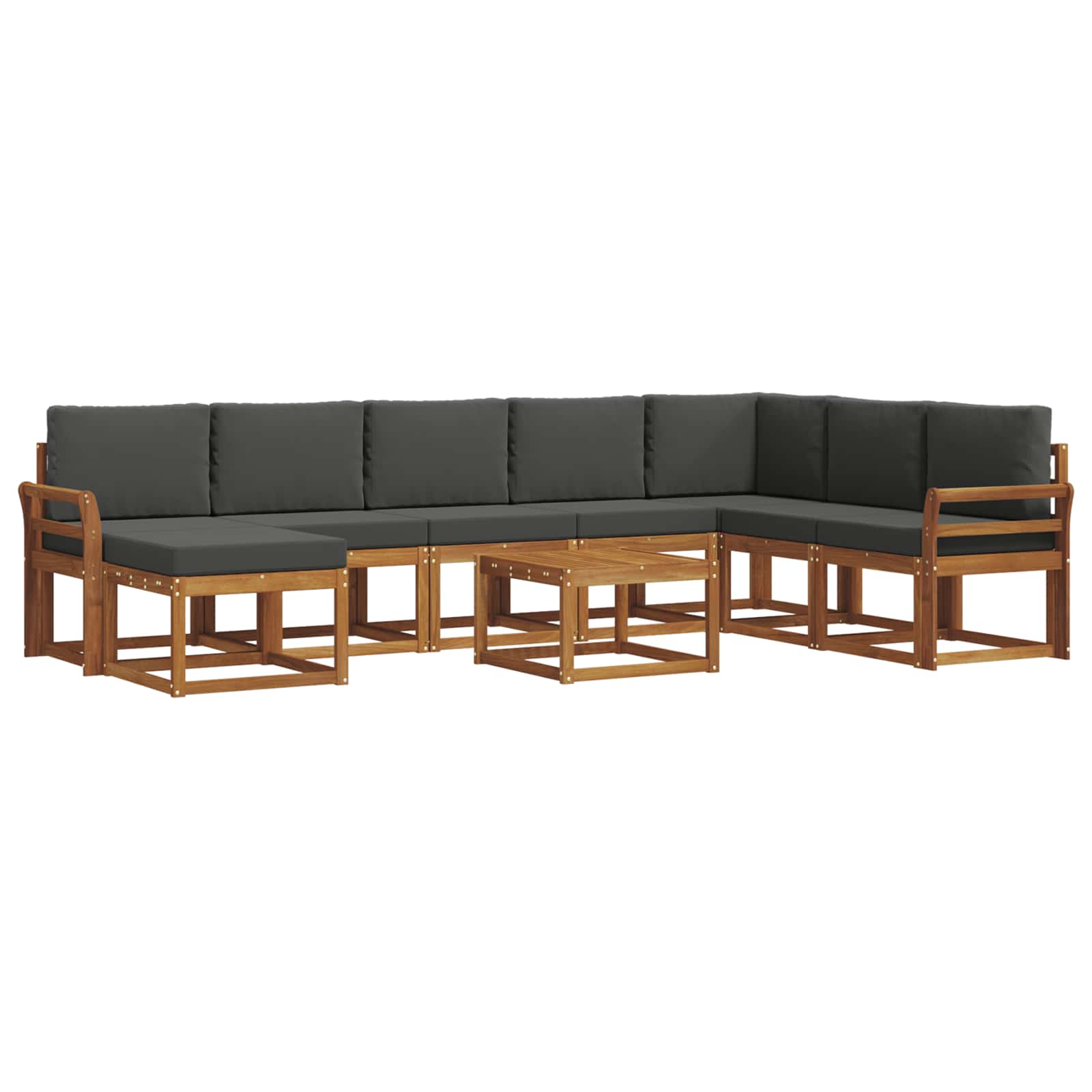Outdoor Sofa Set with Cushion 9 pcs Natural and Anthracite