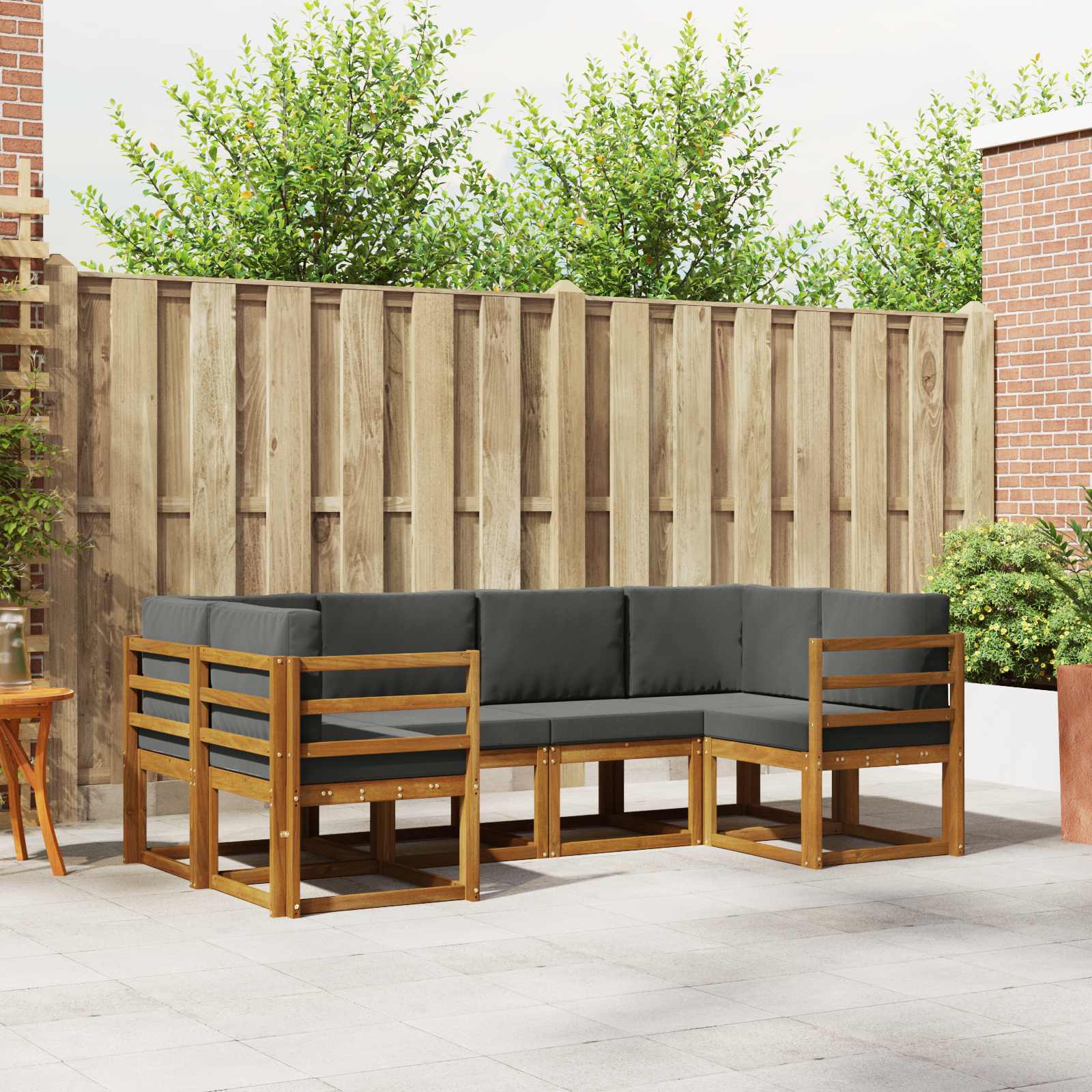 Outdoor Sofa Set 6 pcs Natural and Anthracite