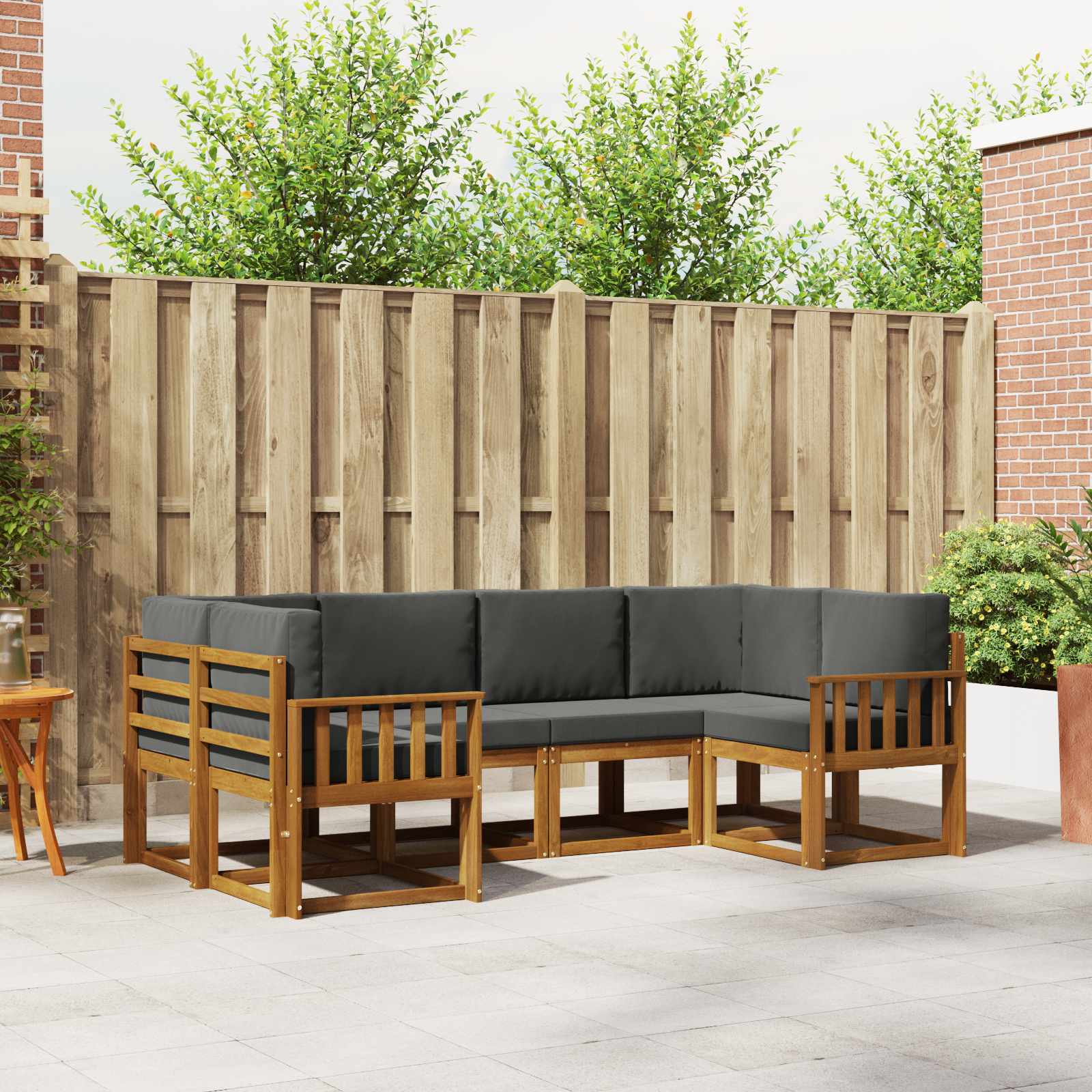 Outdoor Sofa Set 6 pcs Natural and Anthracite